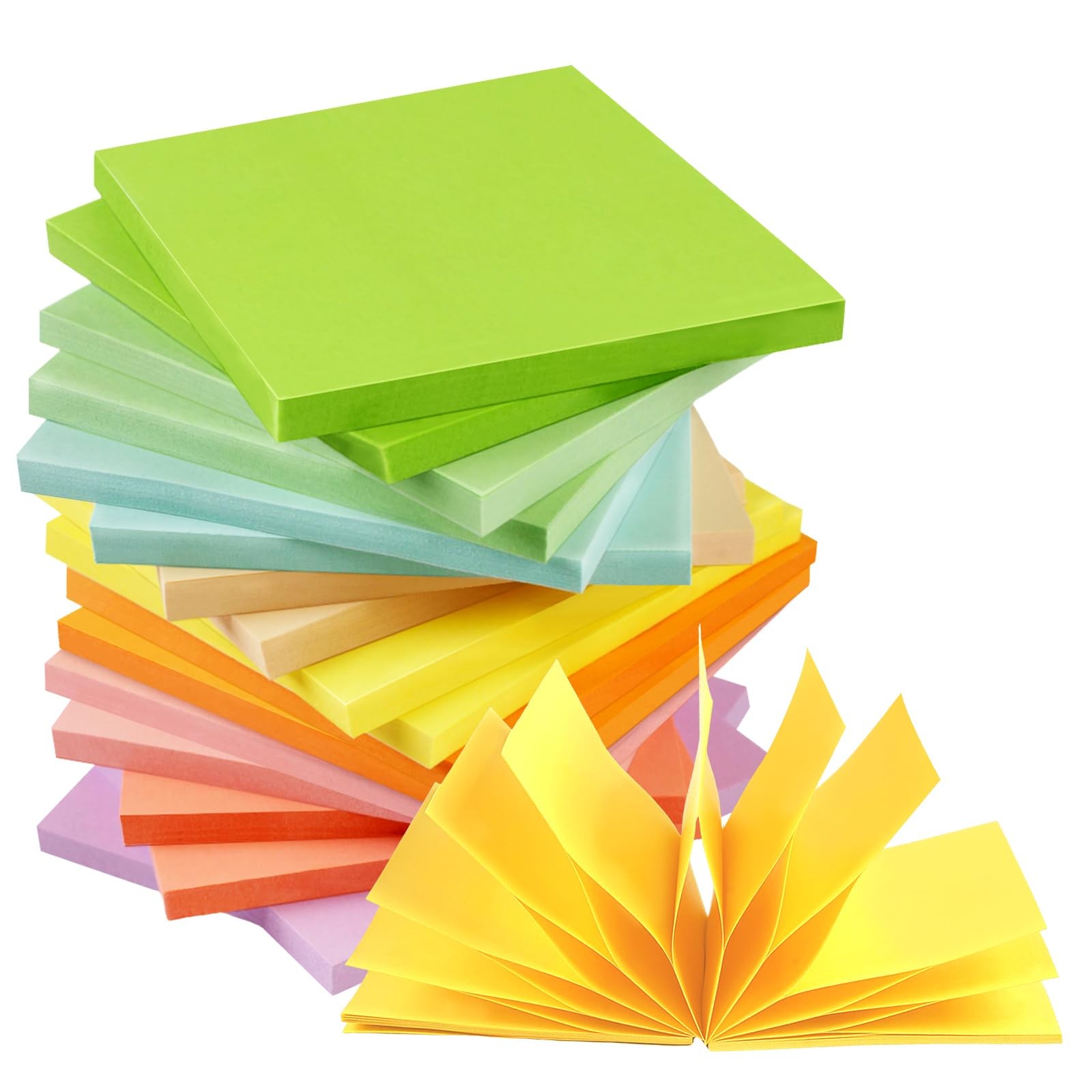18 Self Standing Sticky Notes, 3×3 Inch, Colorful Tabs, Office , Multicolor