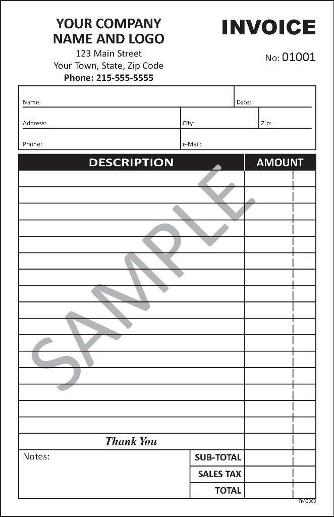 1000 Custom 2 Part Forms /Invoice/Sales Receipt/Estimate/Quote/Proposal TMG003