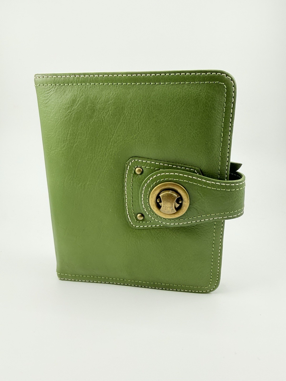 Franklin Covey Olive Green Six Ring Leather Binder Planner 35002.118
