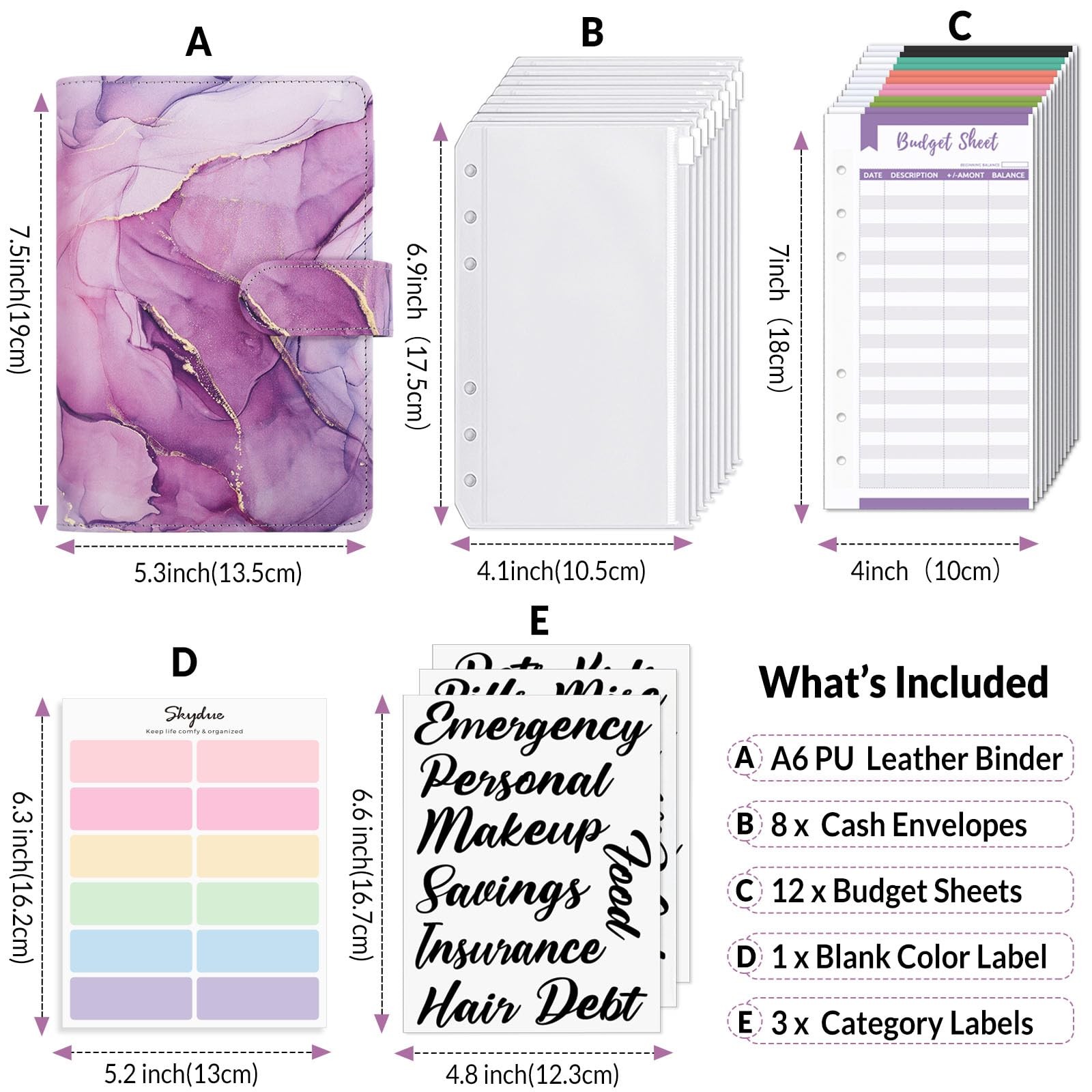 Budget Binder Money Saving Zipper Cash Envelopes Expense Sheets Budgeting