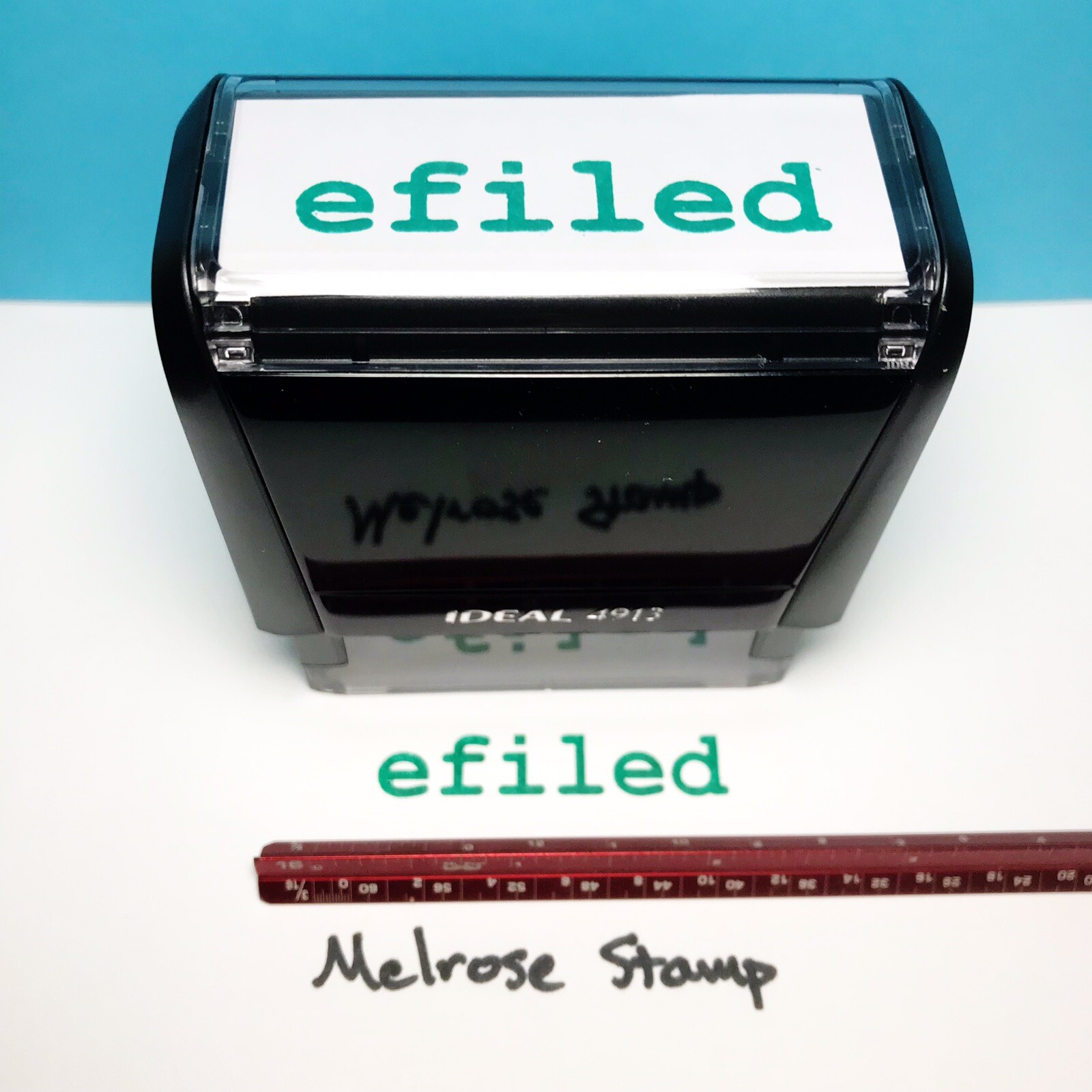 Efiled Rubber Stamp Green Ink Self Inking Ideal 4913 E-filed