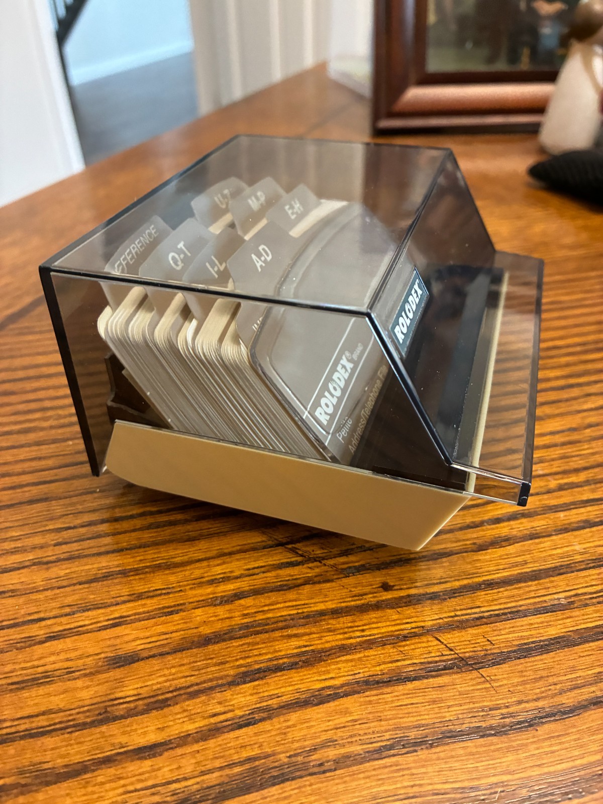 Vintage Rolodex S-300 C Petite Address Card File Smoke Lid w/A-Z Dividers 2 Tone