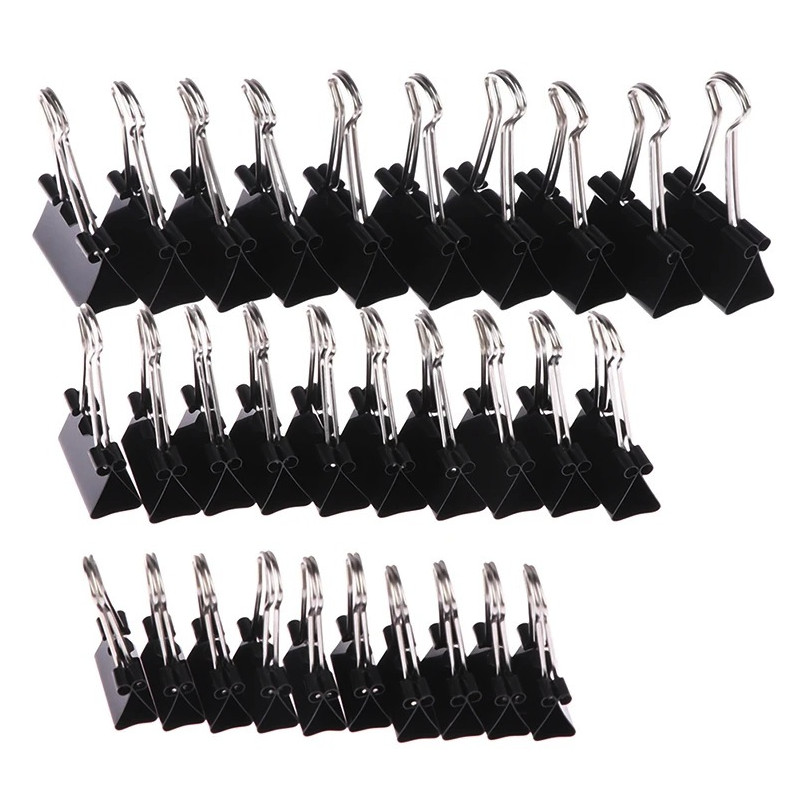 10pcs Black Metal Binder Clips Paper Clamps 19/25/32mm Office Set – NEW