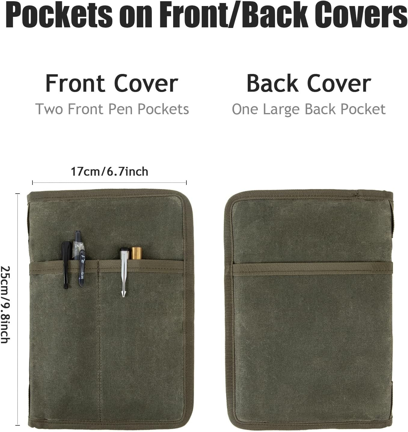 Zipper A5 Notebook Journal Planner Sketchbook Cover, Water Resistant Waxed Canva