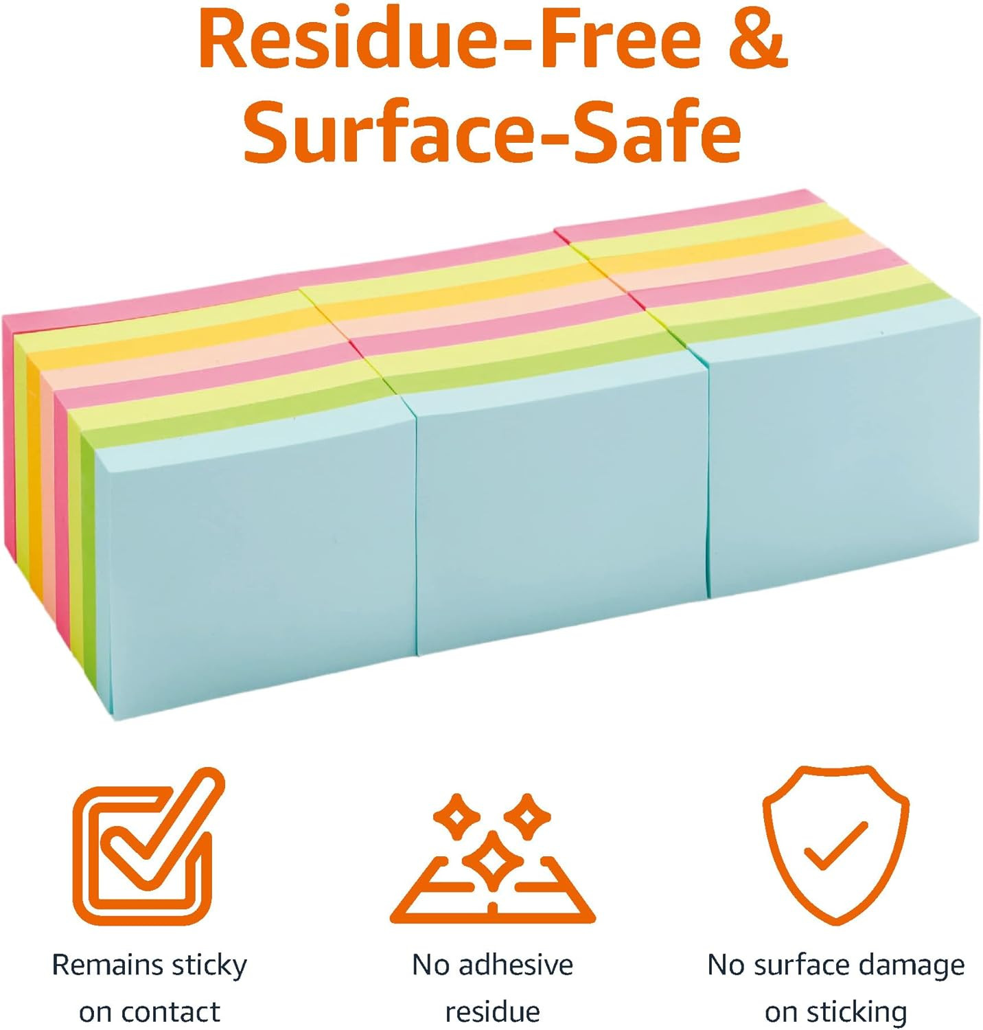 Amazon Basics Mini Rectangular Sticky Notes, 1.5X2 Inches, Bright Colors Self-St