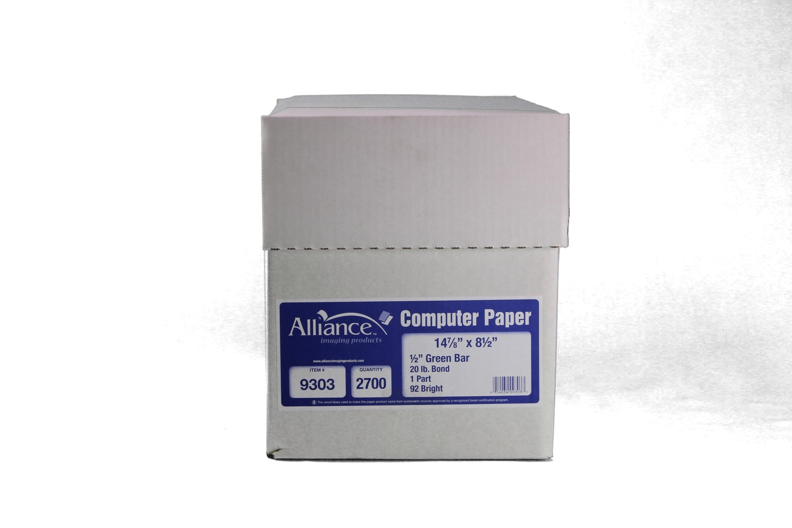 Alliance Continuous Computer Paper 14 7/8×8-1/2 1/2″Green Bar 1-Pt 20lb 2700/Ctn
