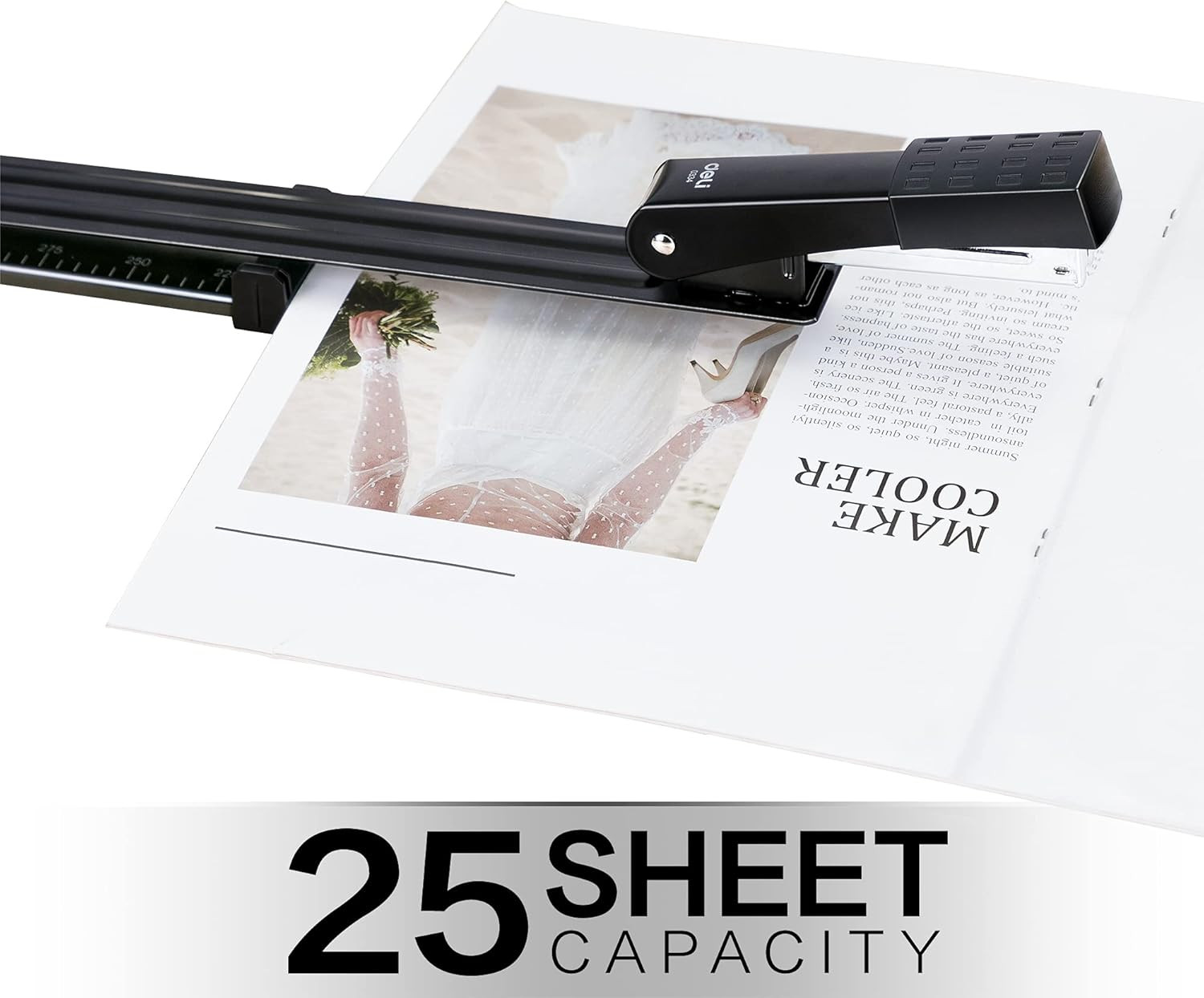 Deli Long Reach Stapler with 1000 Staples, 20 Sheet Capacity, Long Arm Standard