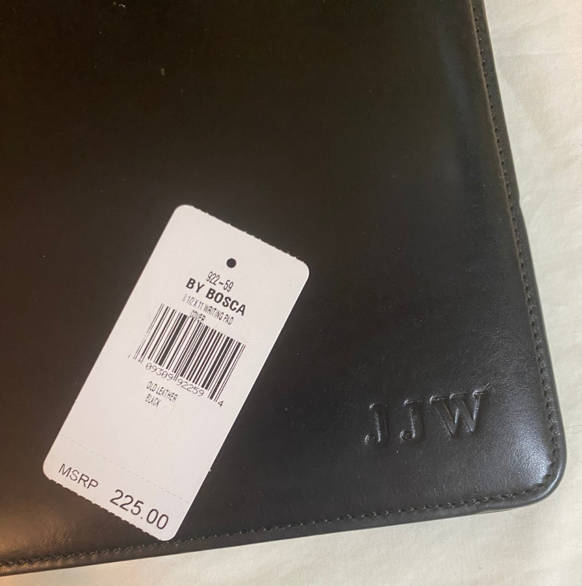 Bosca Old Leather Writing Pad Portfolio Black 922-59 MSRP $225 NWT Monogram JJW