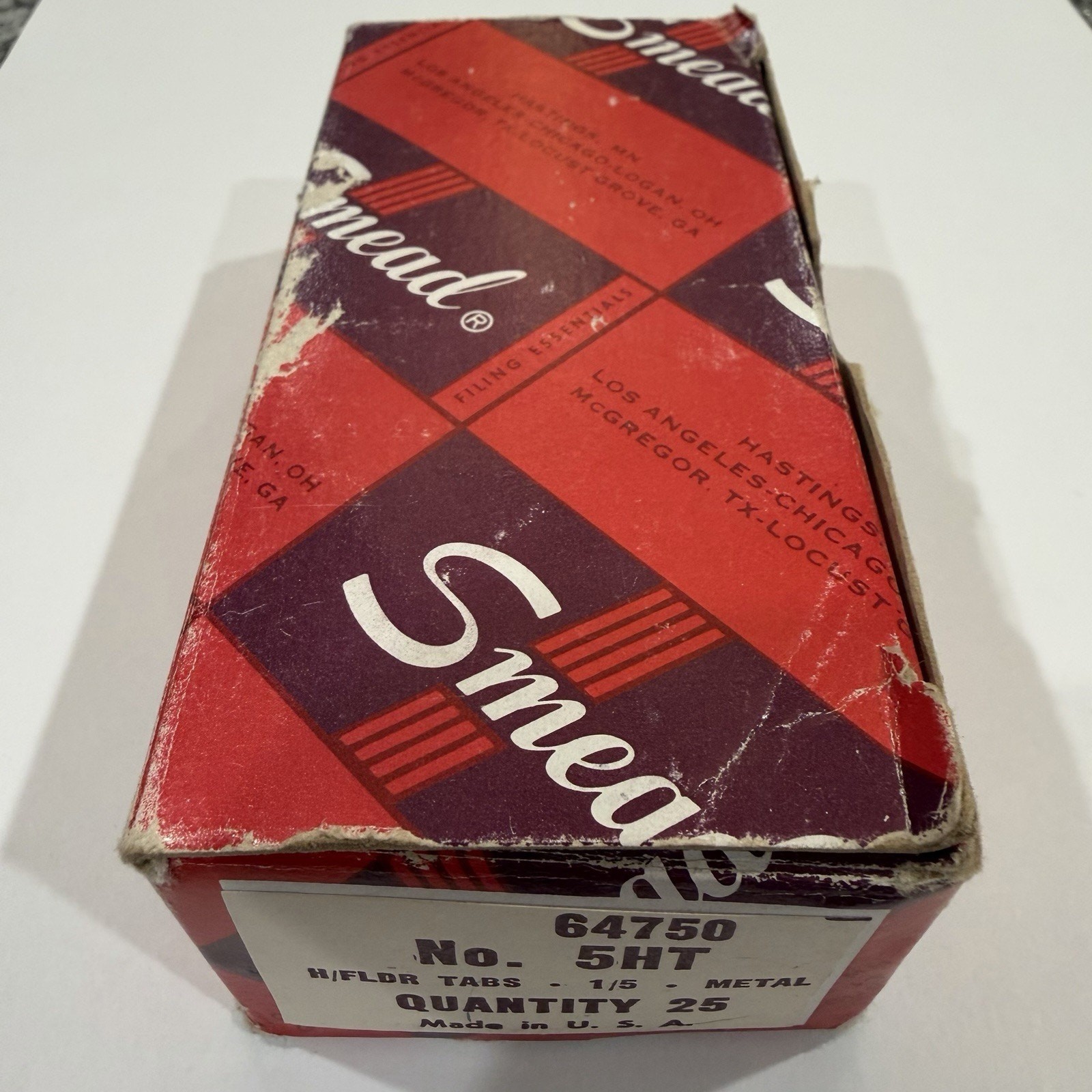 VINTAGE-Smead 5HT 1/5 Cut Metal Folder Label Tabs-Made USA-SET OF 12 in OG Box
