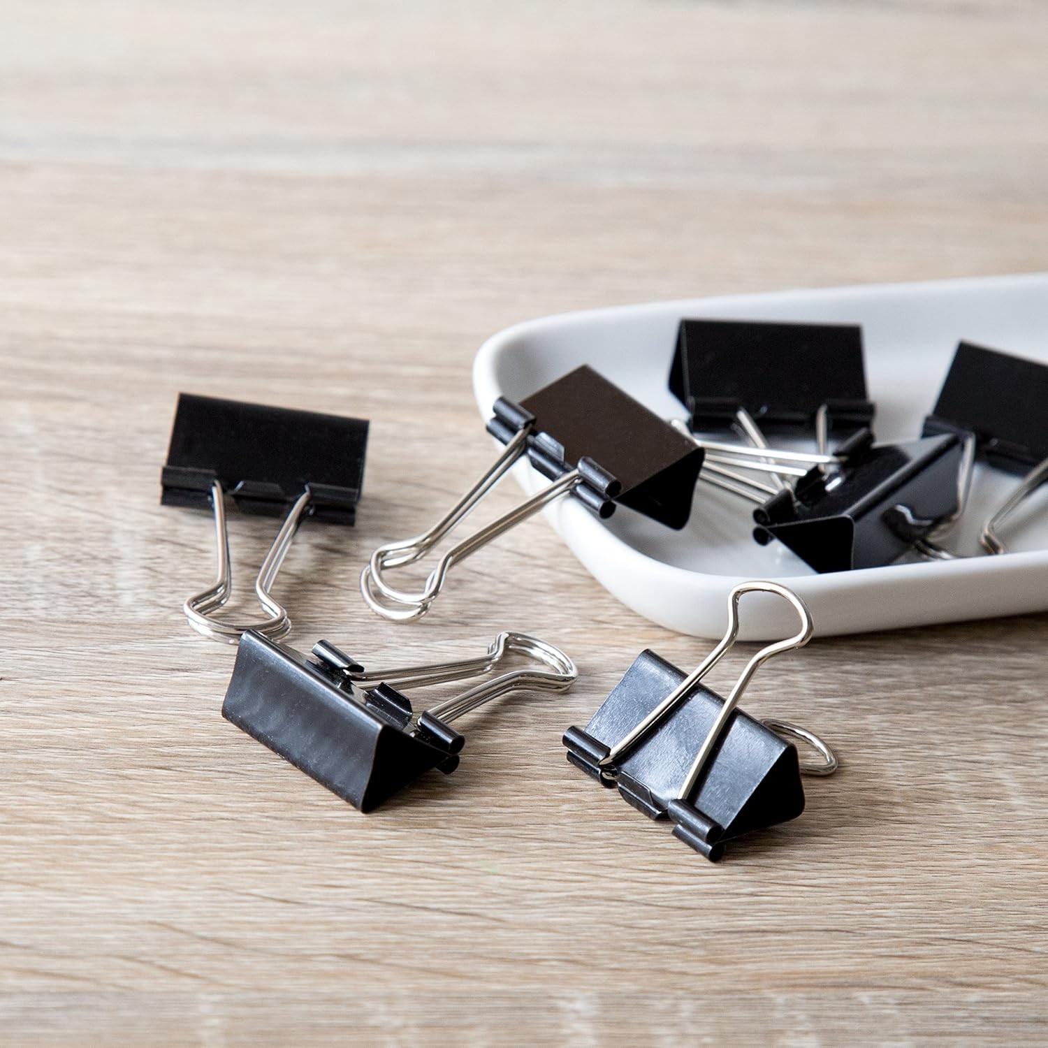 Stylish Black & Silver Medium Binder Clips, 1-1/4 Inch for Elegant Organization