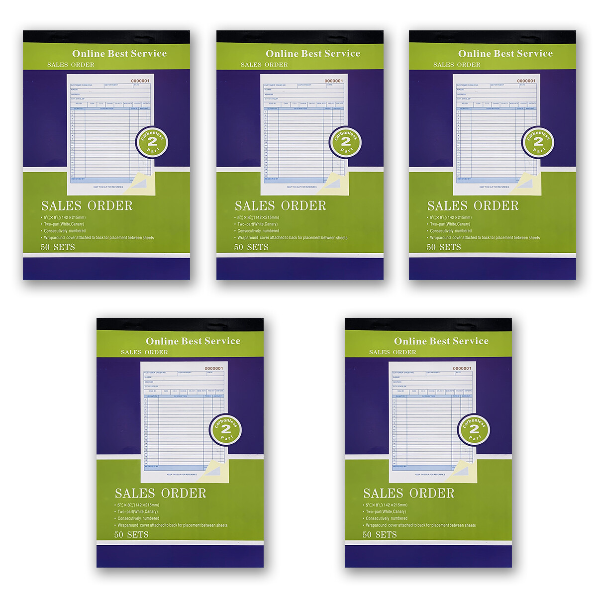 5 Pack – 30 Sets 5 9/16″ X 8 7/16″ 2-Part Carbonless Purchase Order