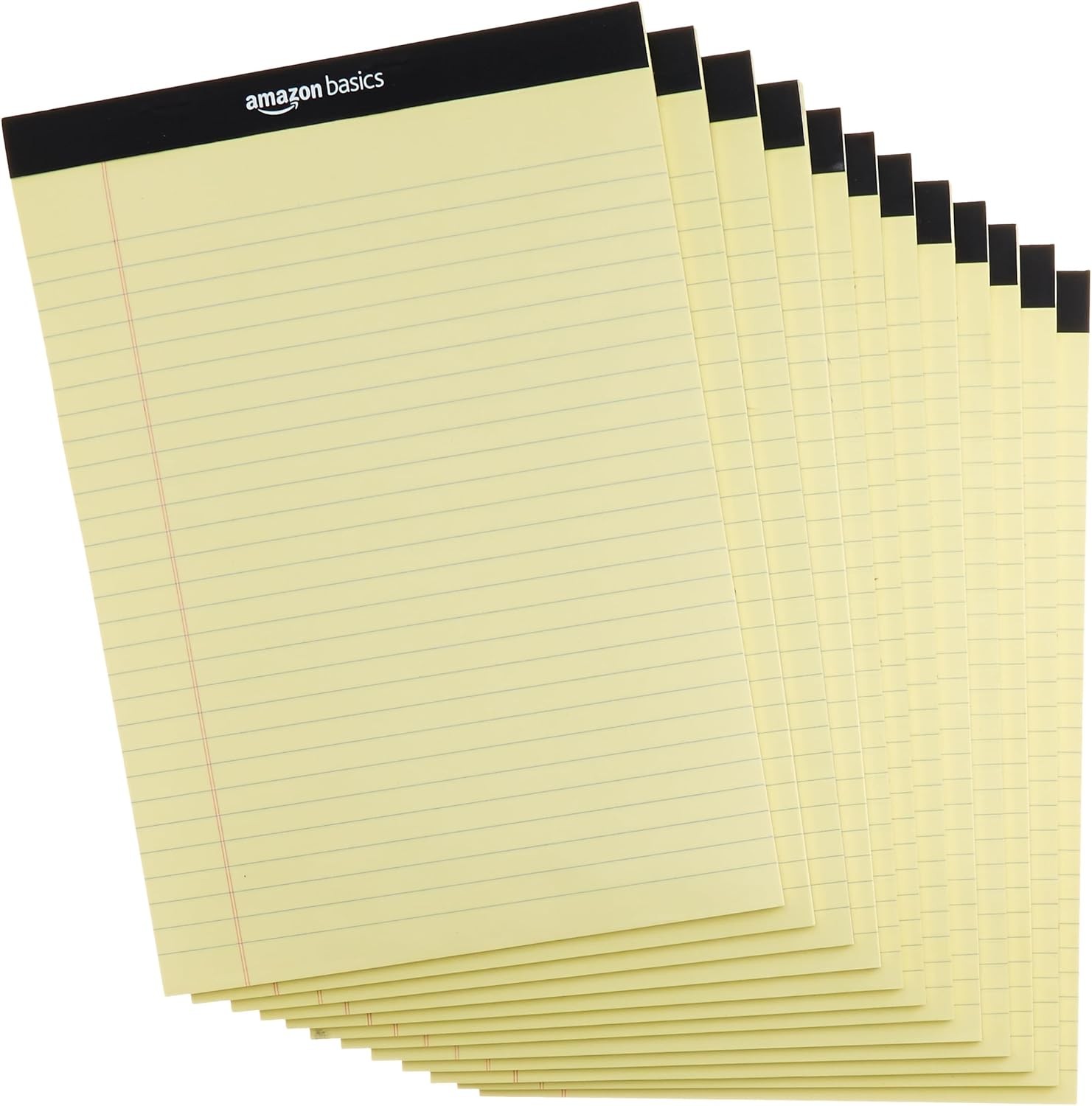 Amazon Basics Wide Ruled Notepads 8.5×11.75 Canary 600 Sheets 12 Pack
