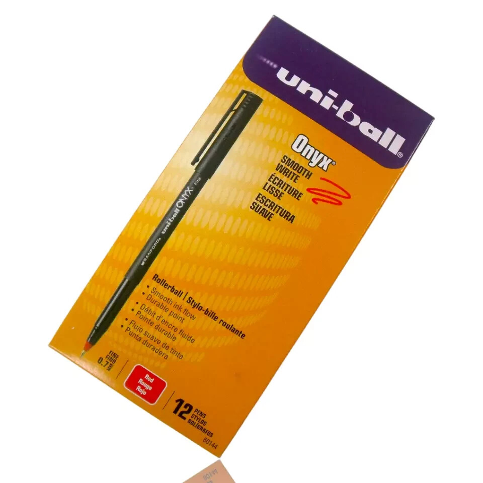 Uni-ball Onyx Red Ink Fine Point 0.7mm Roller Ball Pen, 1-Box, 12-Pens New