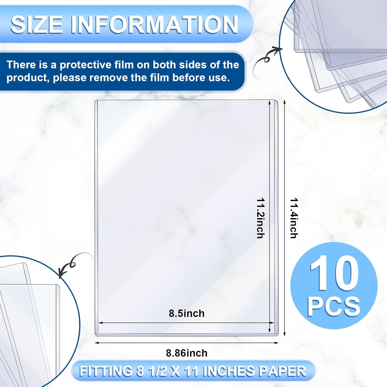 Jecery 10 Pcs 8.5 X 11” Rigid Print Protectors Clear Rigid Plastic Paper Page P