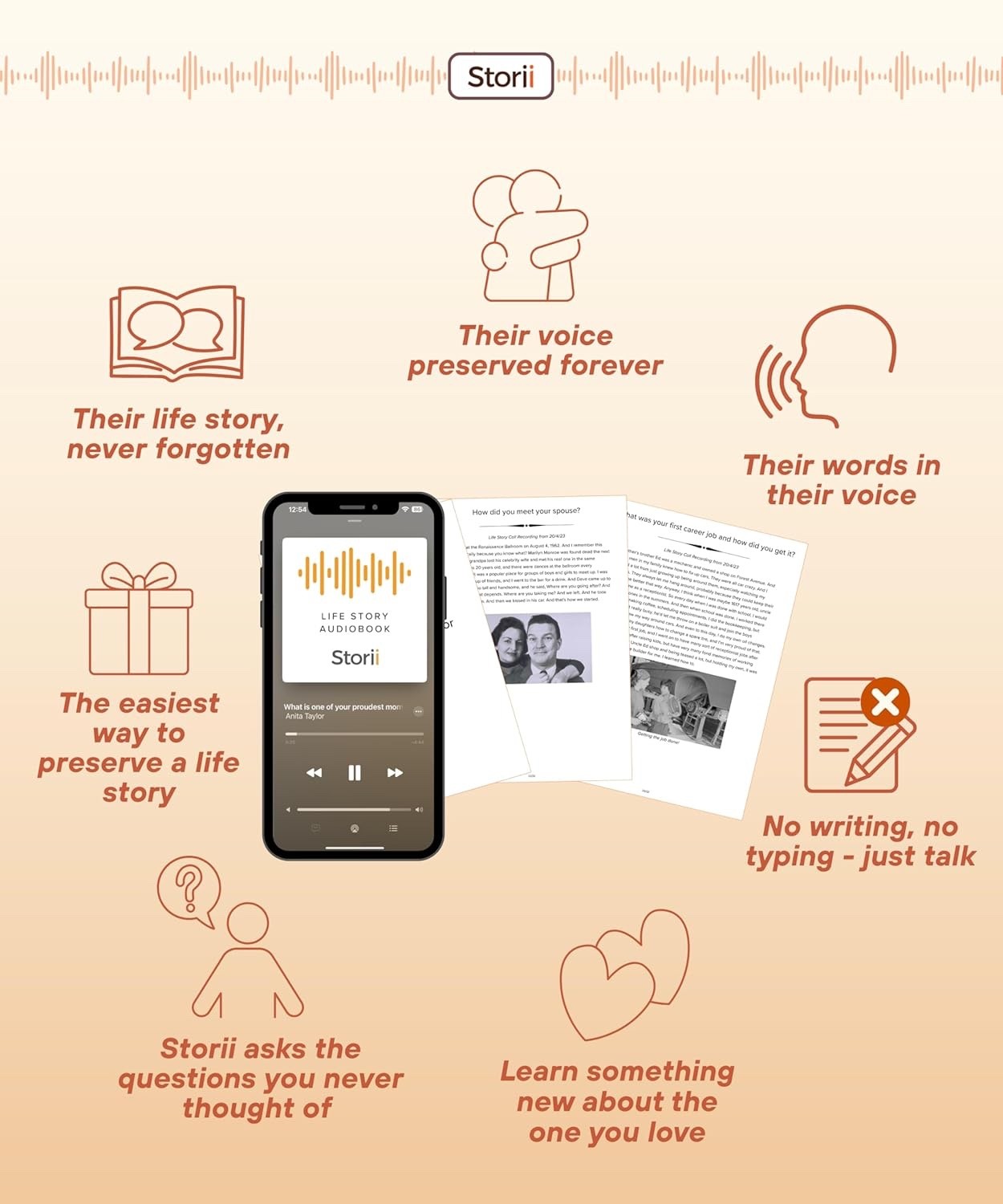 Storii – Record Your Memoir: Gift Box – 12 Months of Life Story ys/m, Orange