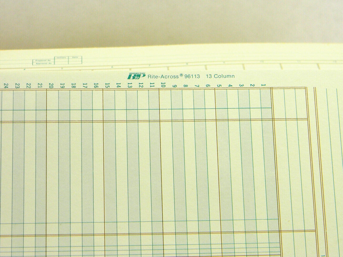 20 x BOORUM & PEASE 96113 ACCOUNTING COLUMNAR PAD 40 SHEETS 13 COLUMNS 16″ x 11″