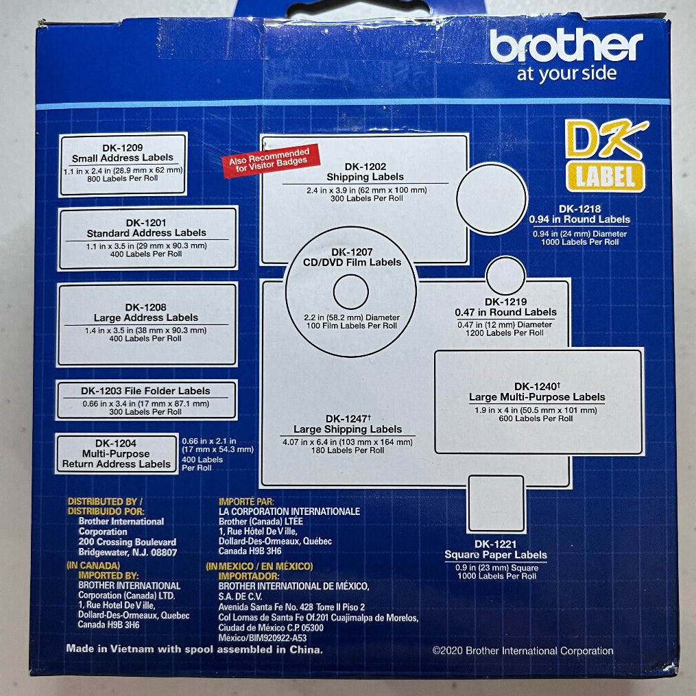 Brother DK-1201 White Paper Address Labels (400 Labels) – FAST FREE SHIPPING