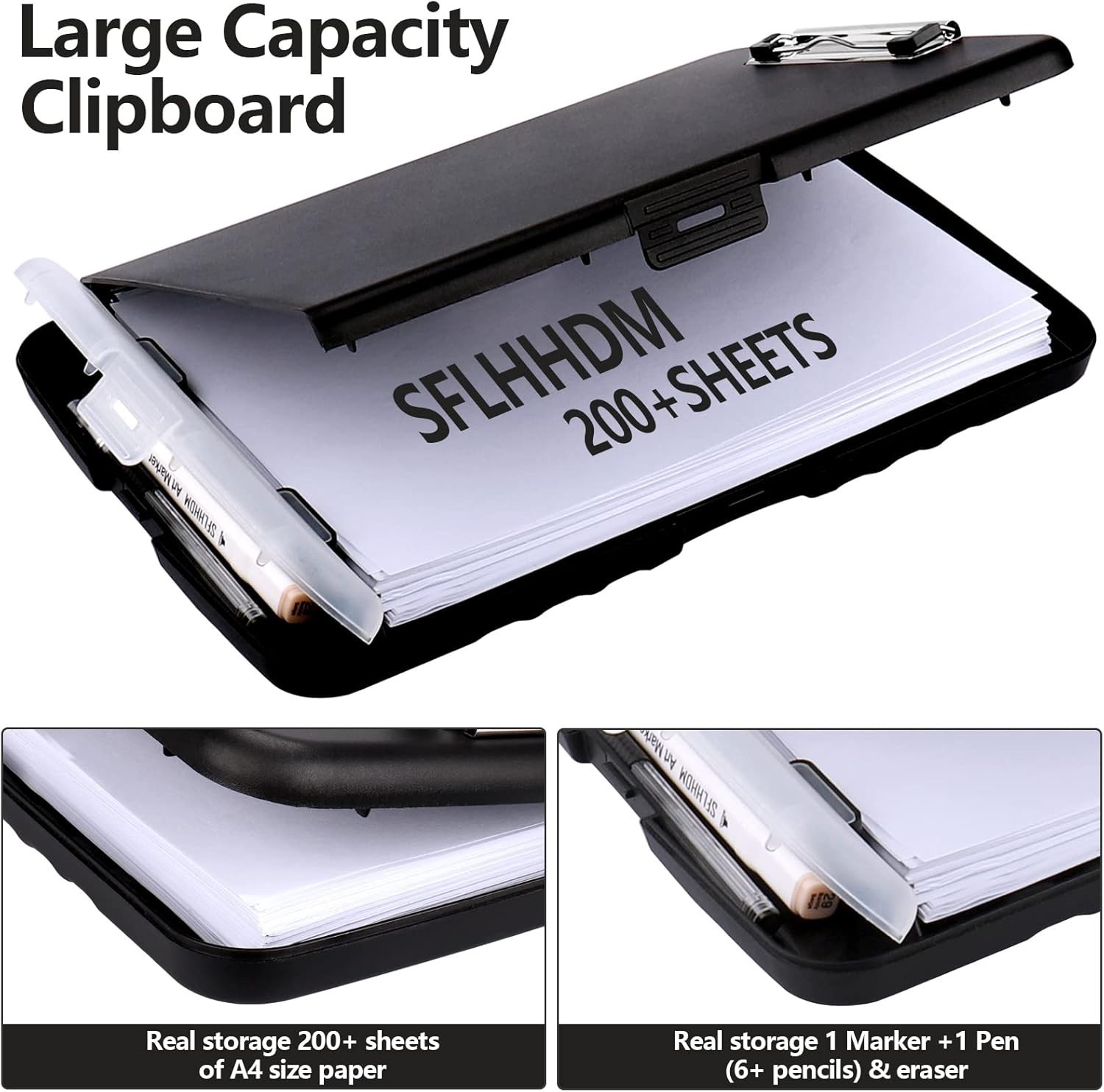 Durable Polypropylene Clipboard for Office Use with High Sheet Capacity & Holder