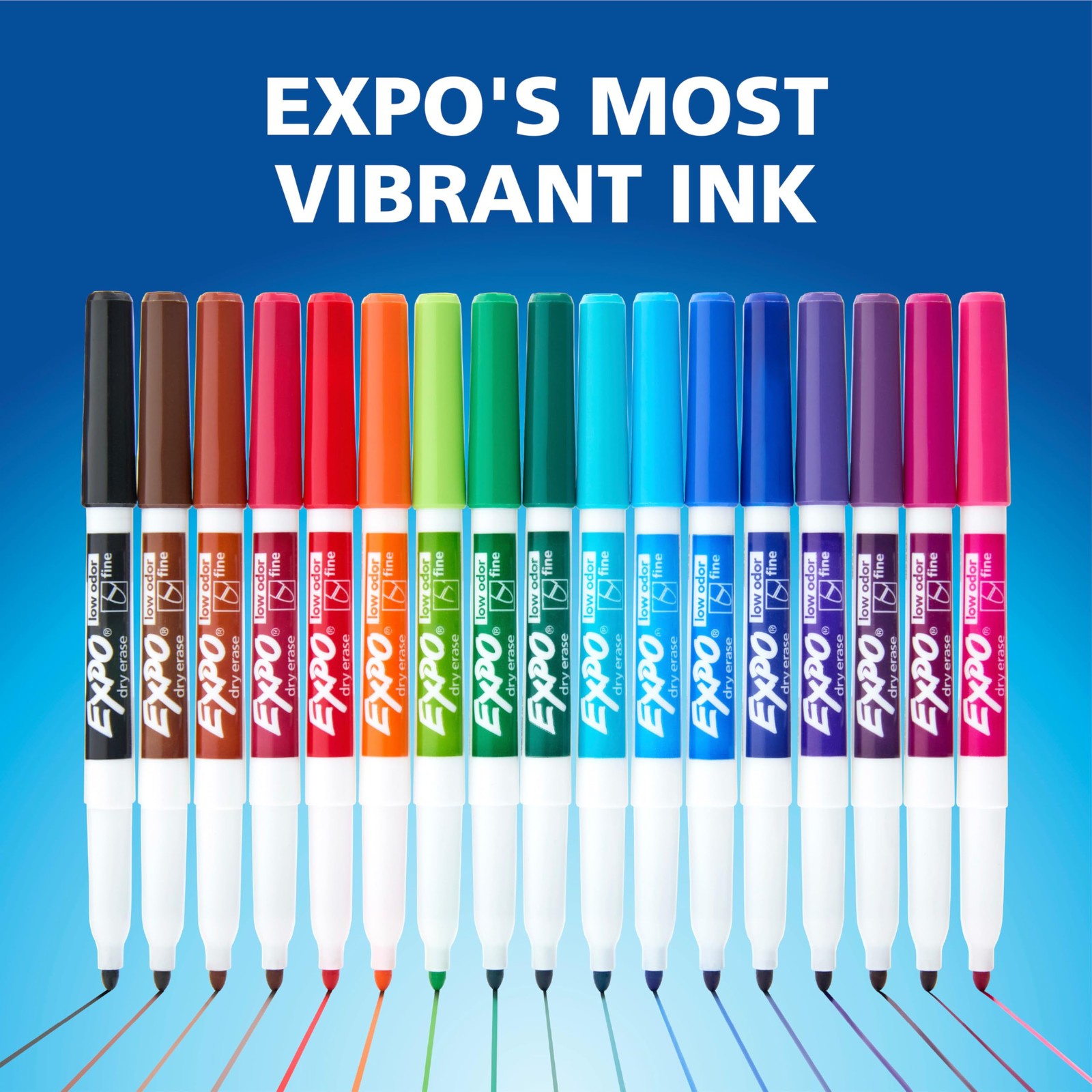 EXPO Low Odor Dry Erase Markers, Fine Tip, Black, 1 Count (Pack of 4), Black