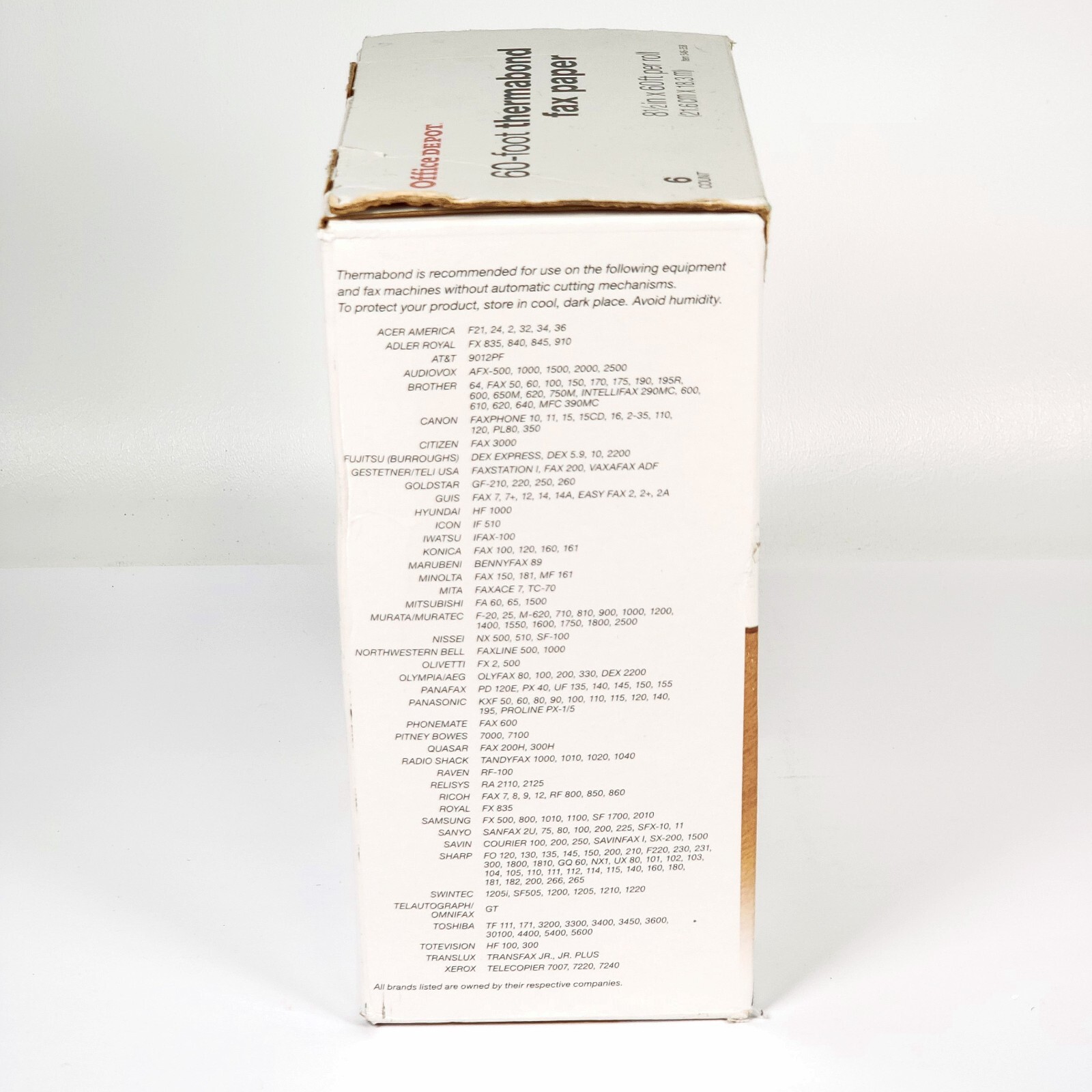 Office Depot 60-foot Thermabond Fax Machine Paper 6 Count 8.5in x 60ft Brand New