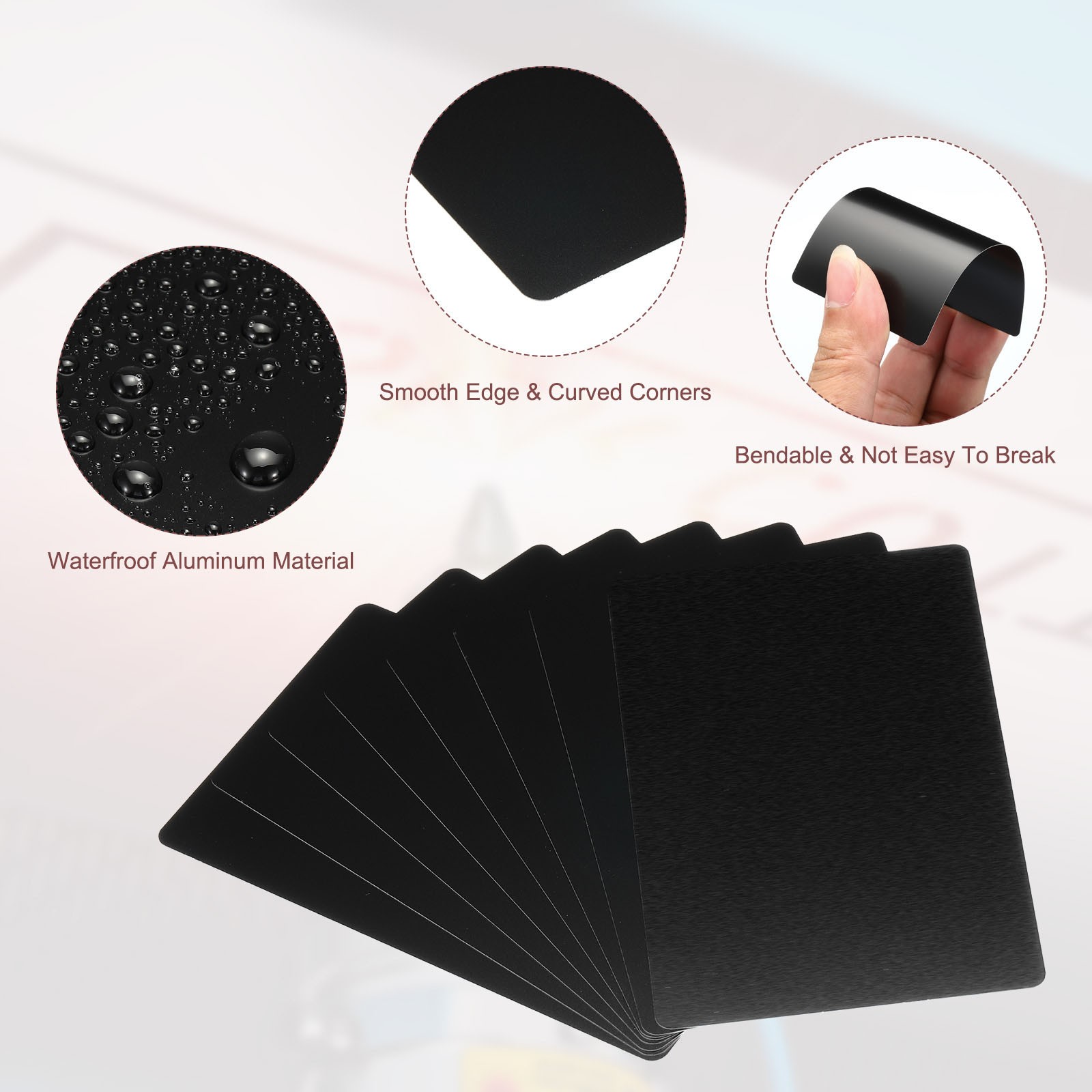200 PACK 0.45mm Thick 3.4×2.1 Inch Metal Business Cards Blank, Black
