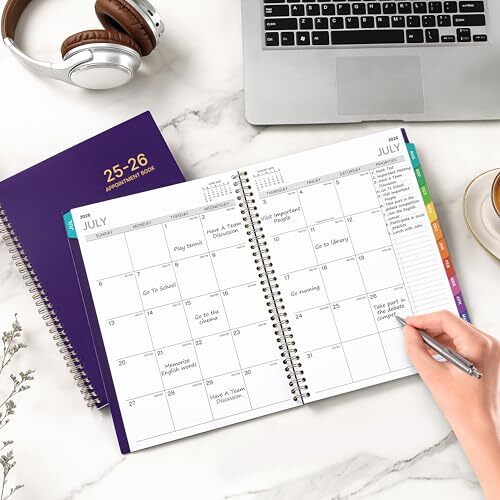 2025 Daily Planner – 8.2″ x 10.9″, Hourly Schedule with Monthly Tabs