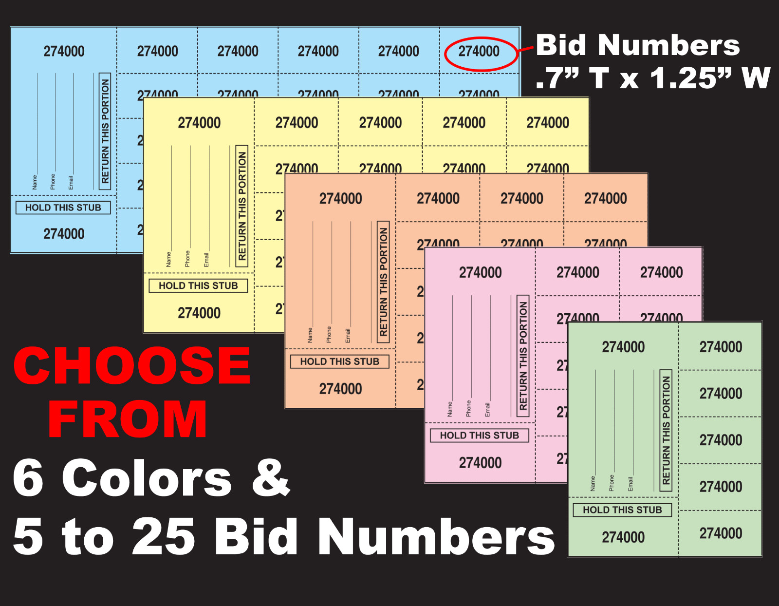 500 Chinese Auction Tickets -with Buyer’s Name, Email & Phone – FREE SHIPPING
