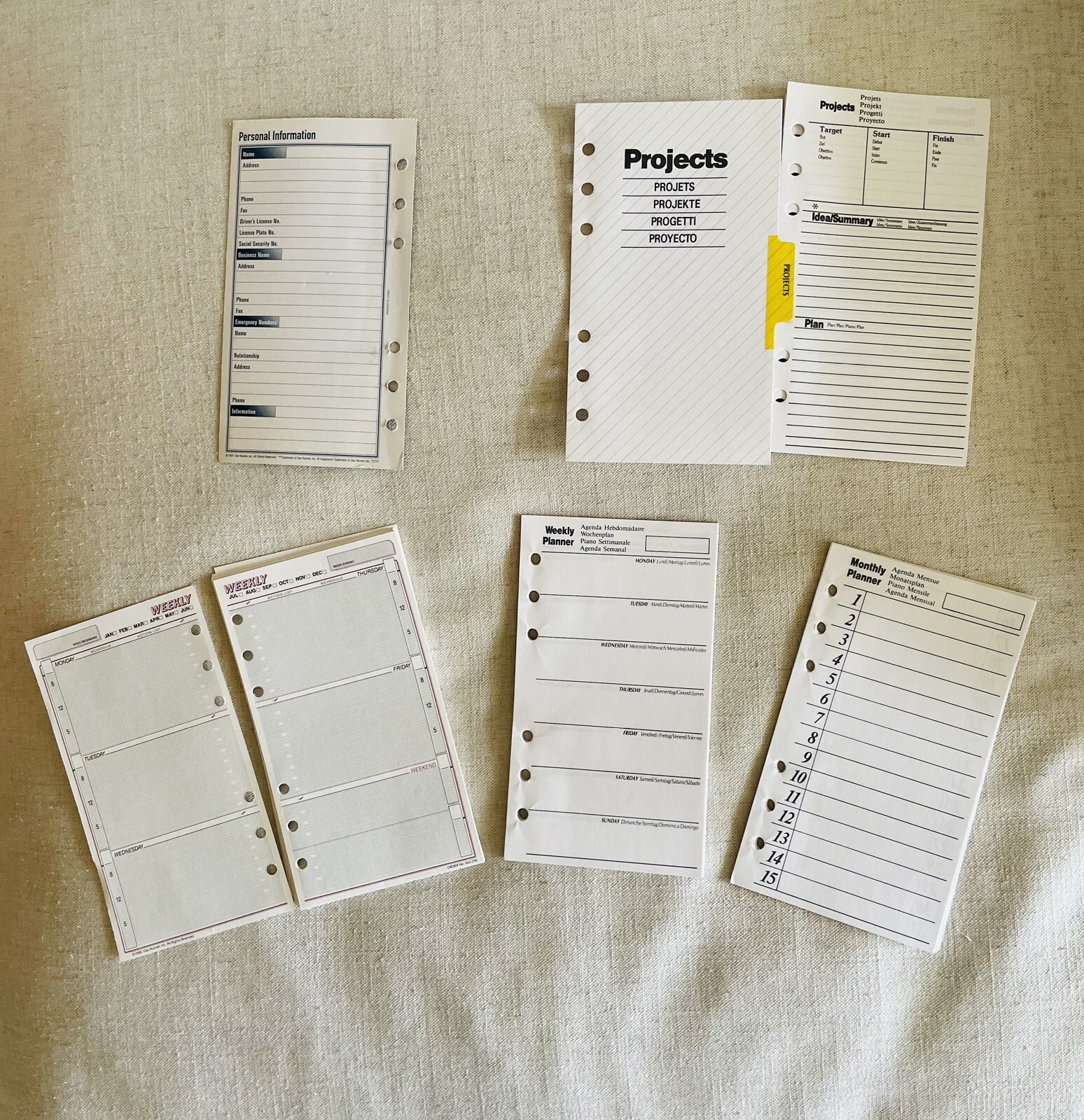 Vintage 80s DAY RUNNER Personal Planner 6 Ring Refill Inserts 1988 Undated WO2P