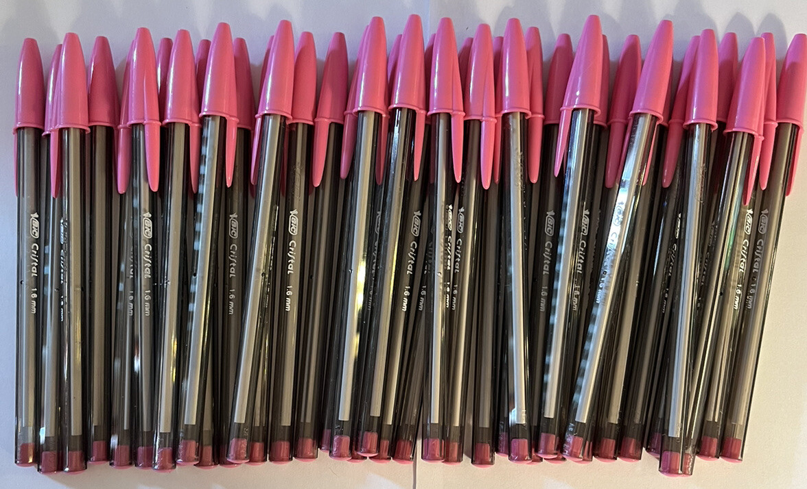 Lot of 50 LIGHT PINK Bic Cristal Ballpoint Pens 1.6mm, Xtra-Bold, DISCONTINUED