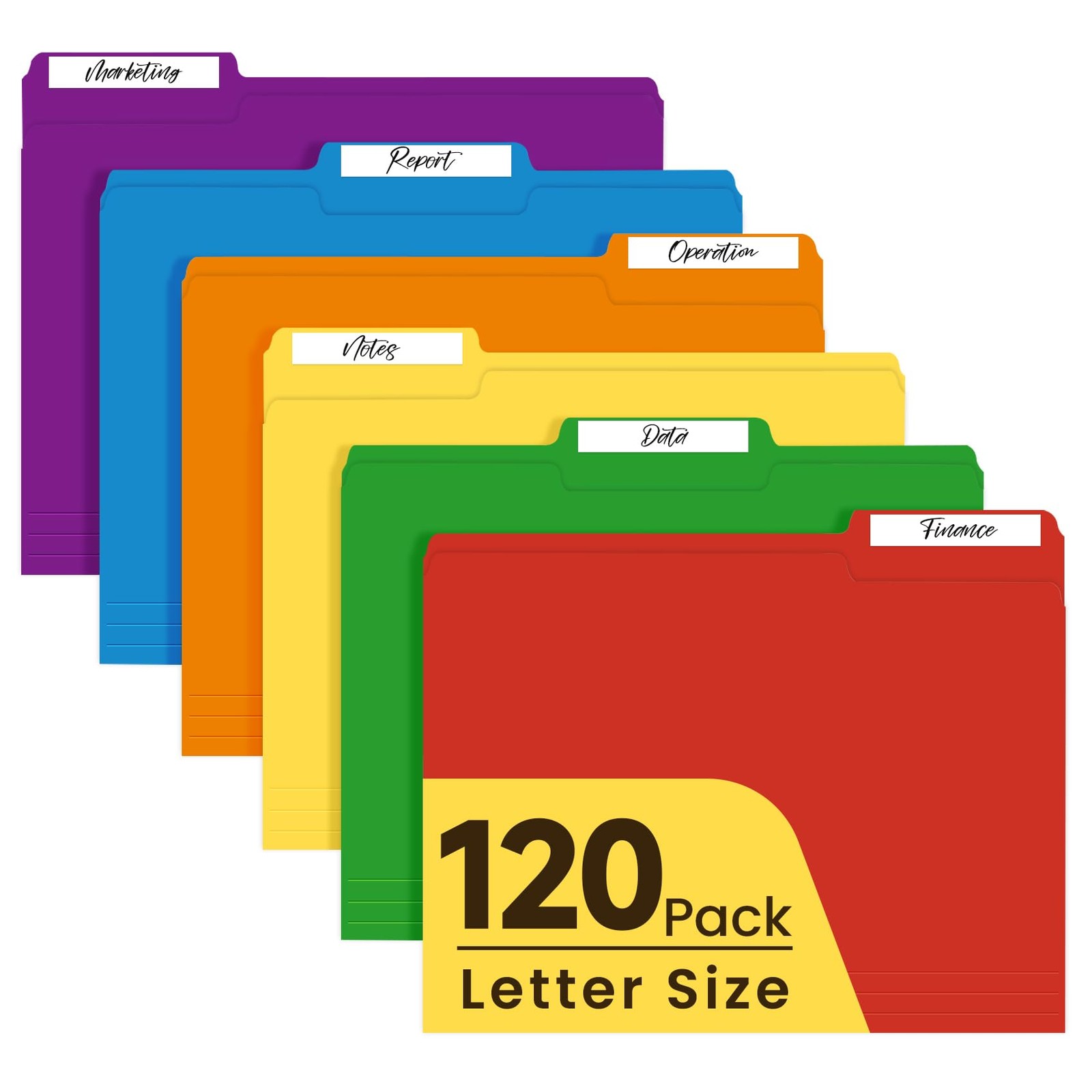 Colored File Folders Letter Size, 120 Pack 6 Colors Bright Folders 1/3 Cut Ta…