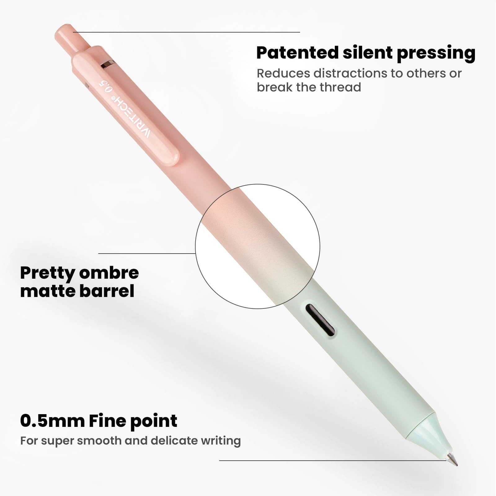 WRITECH Gel Pens Fine Point: 1 Count (Pack of 4), 4 Pcs Gradient Black Ink
