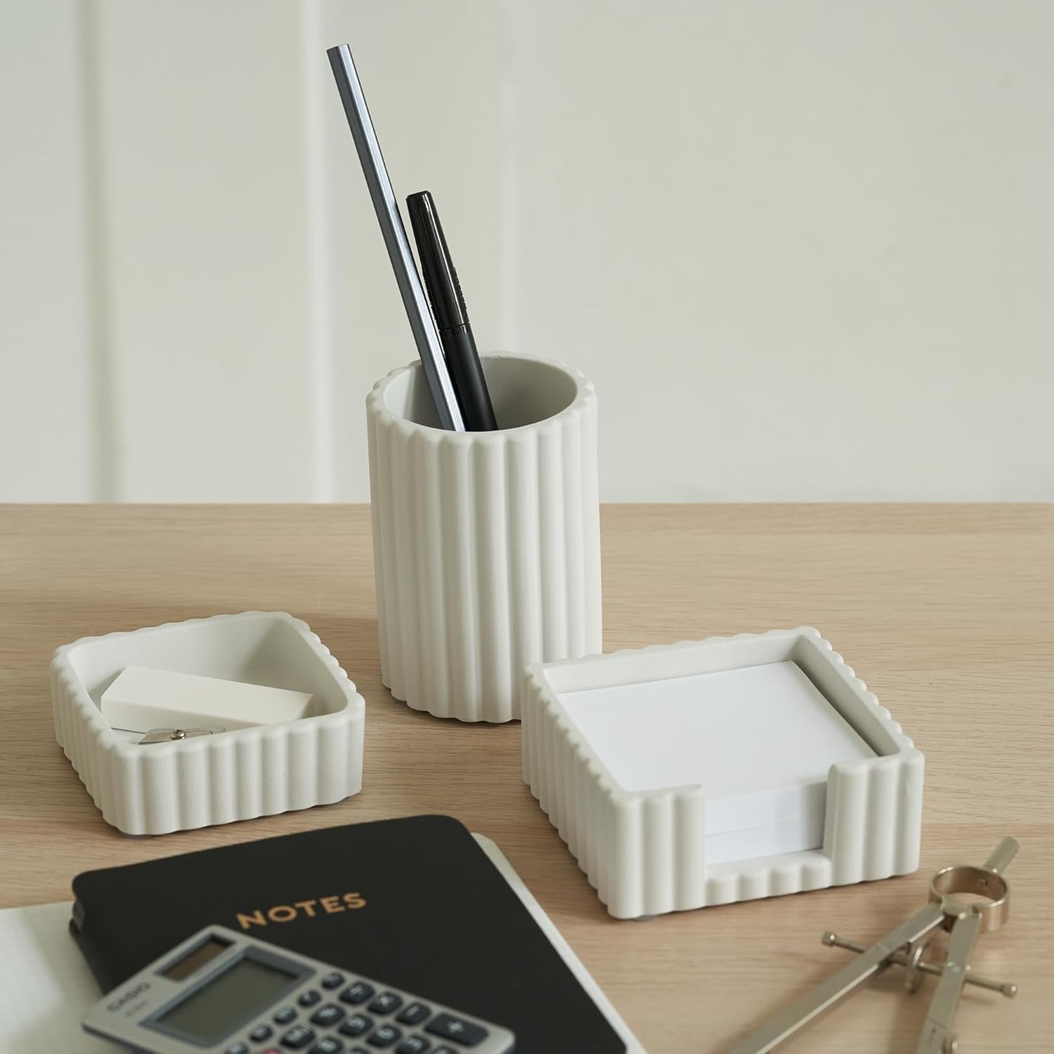 Modern Aesthetic Desk Accessories Set of 3 – Stylish Concrete Organizers for …