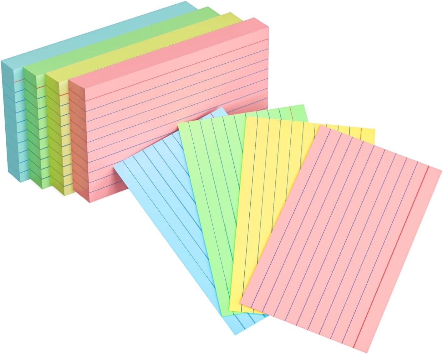 Colored Index Cards 3×5, 200 Pack, 180gsm Heavy Ruled Index Cards, Flash Card…