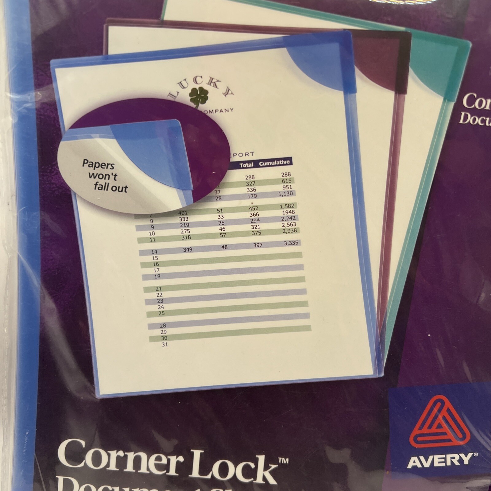 New Sealed Avery® Corner Lock Document Sleeves, Letter, Polypropylene