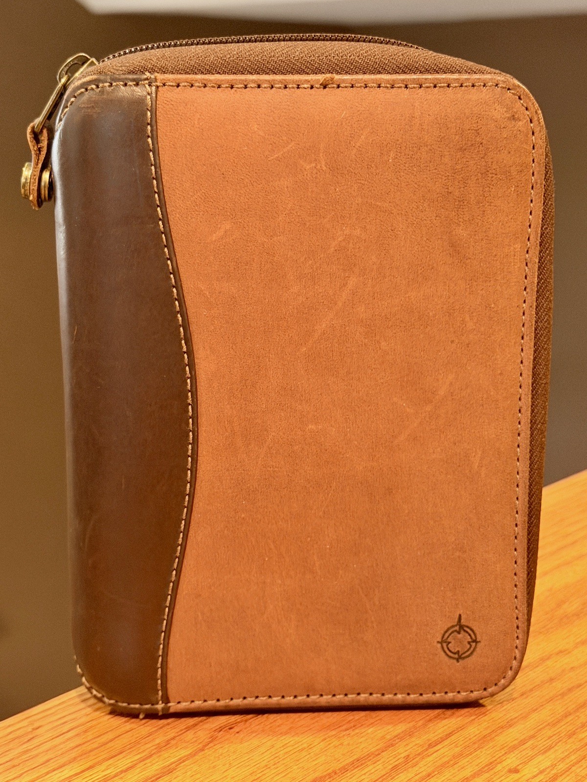 VTG Franklin Covey Full Grain Leather Pocket Planner 6 Ring Binder Brown 1996