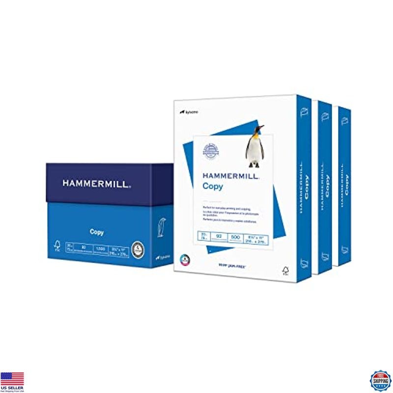 Hammermill 20Lb Copy Paper – 8.5″ x 11″ – 3 Reams (1,500 Sheets) – 92 Bright