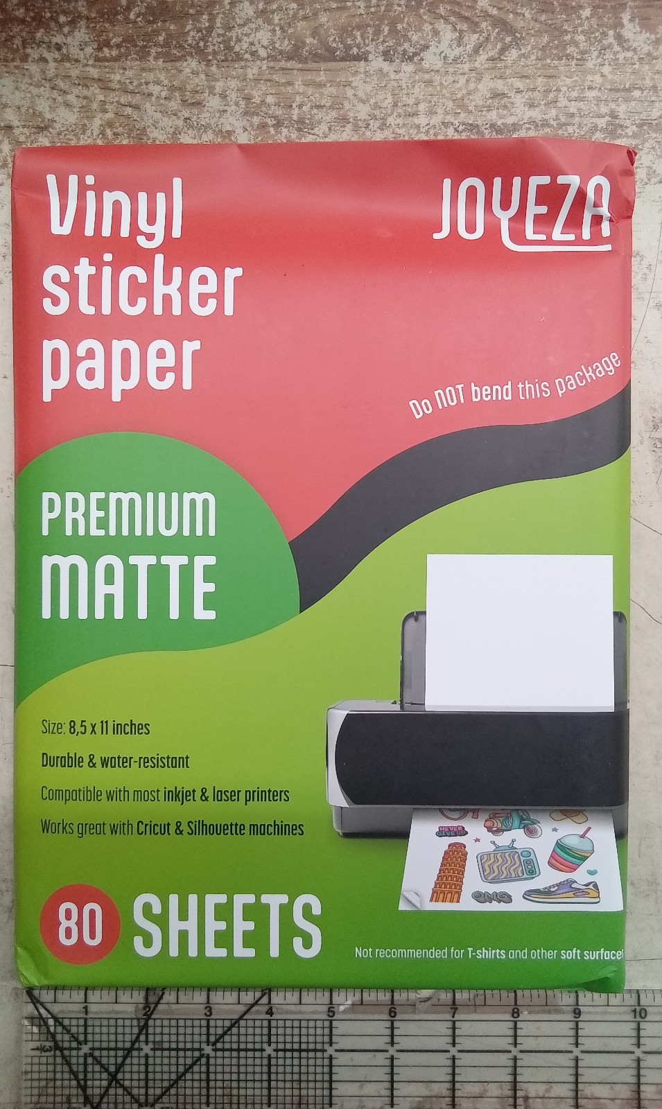 JOYEZA Printable Vinyl Sticker Paper for Inkjet 8.5″ x 11″ 80-Pack Matte White