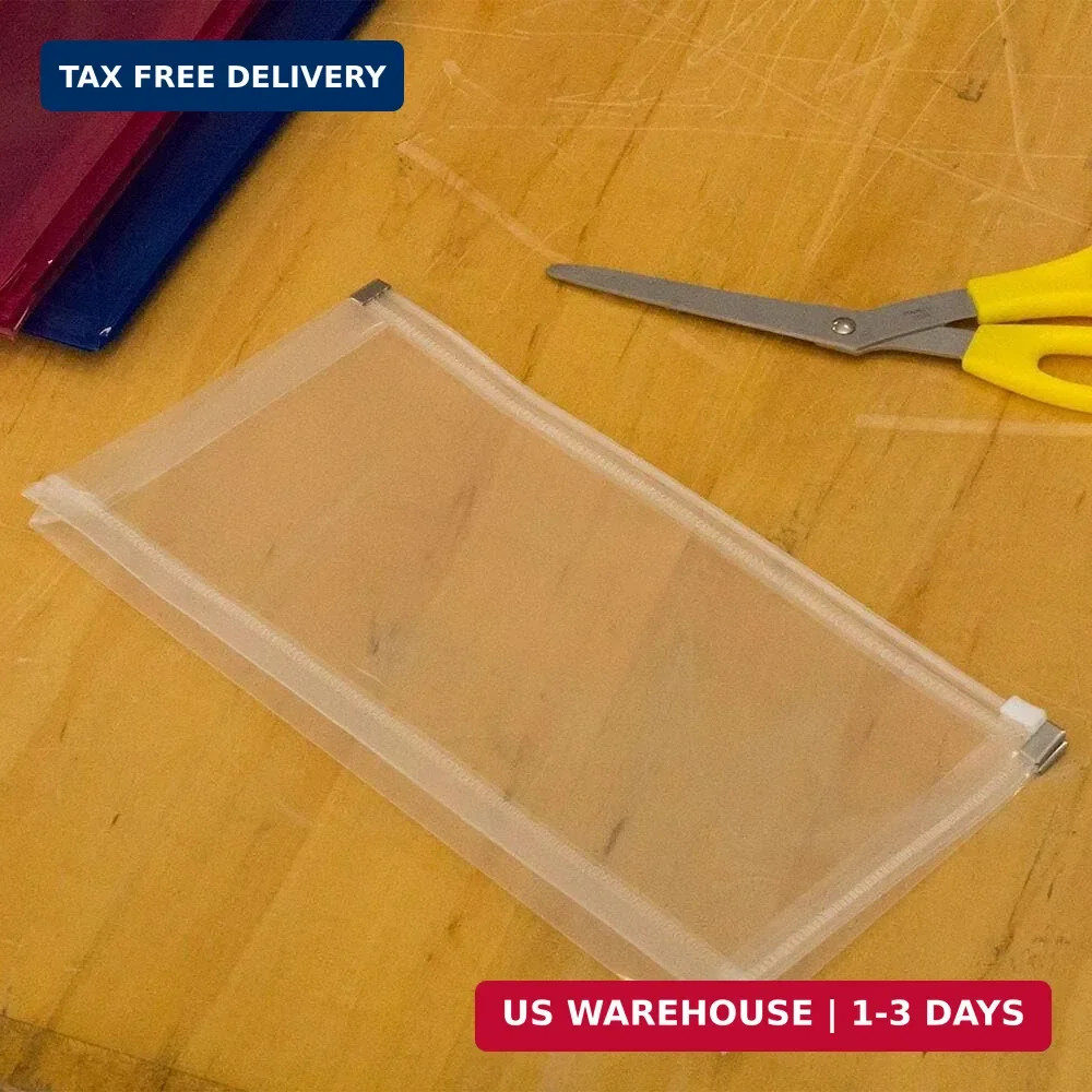 JAM PAPER Plastic Envelopes with Zip Closure – #10 Booklet Wallet – 5 x 10 – Cle
