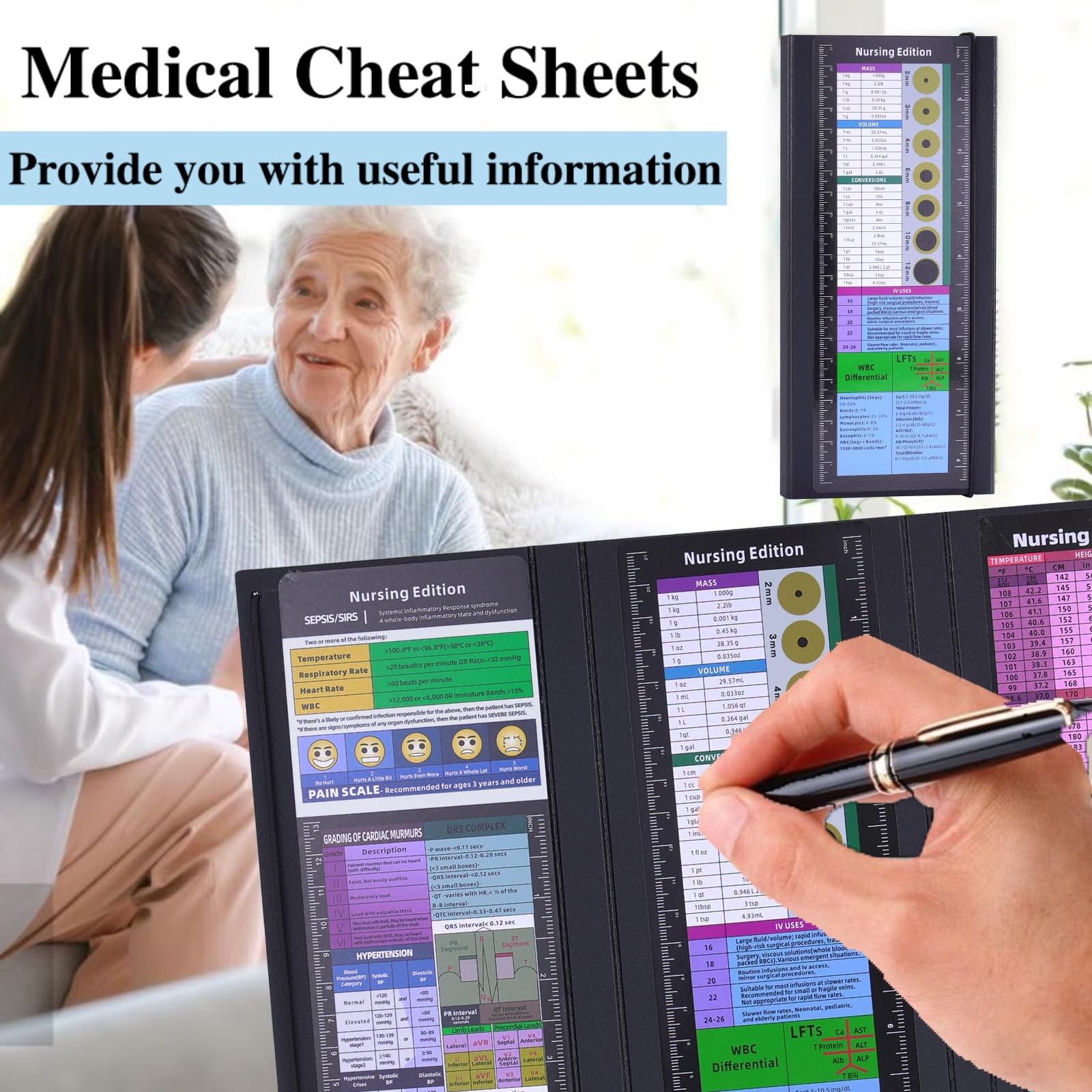Foldable Nursing Clipboard with Cheat Sheets – 2-Pack Thick & Sturdy Medical …