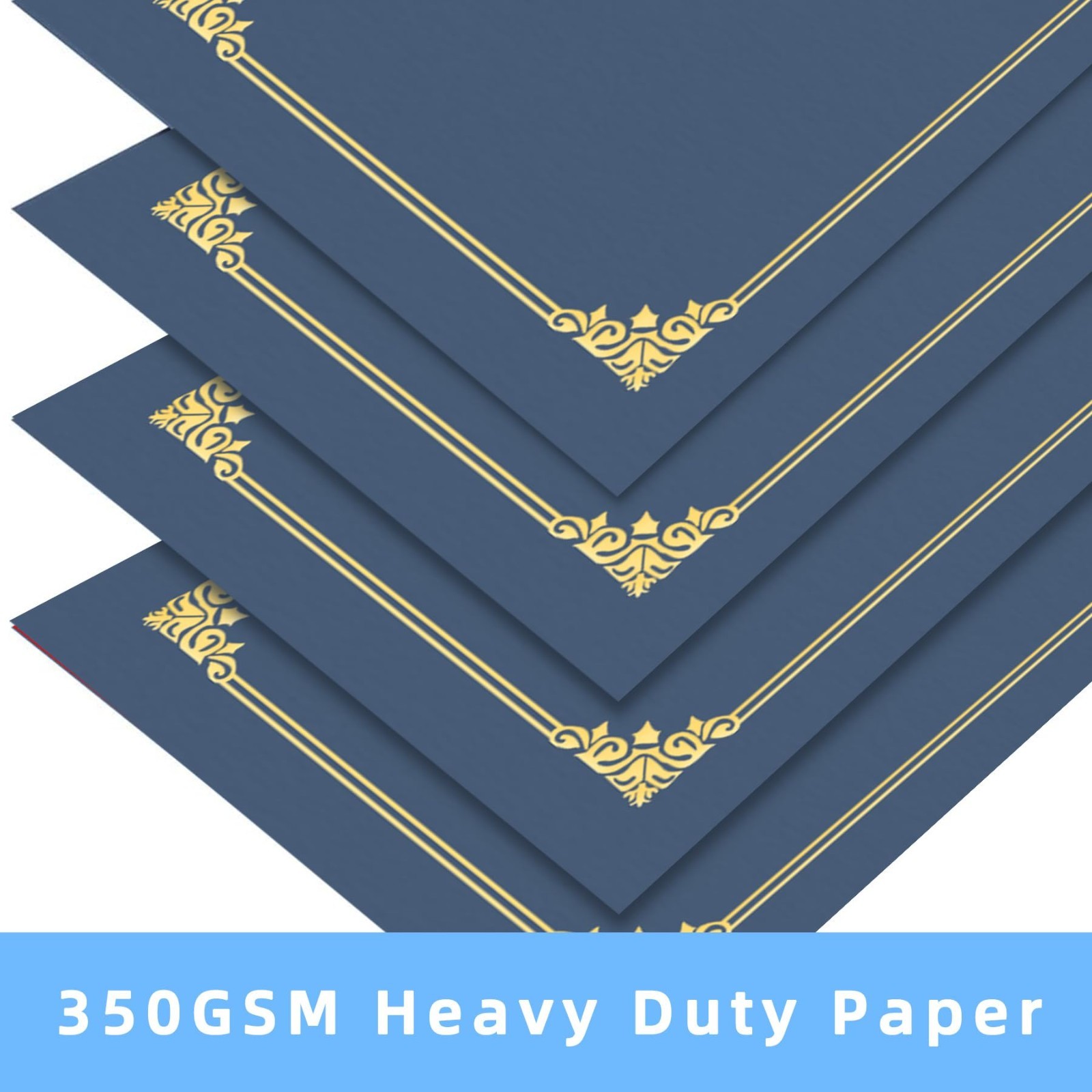 50 Pack Navy Blue Diploma Holders with Gold Foil Border for 8.5×11 Certificates