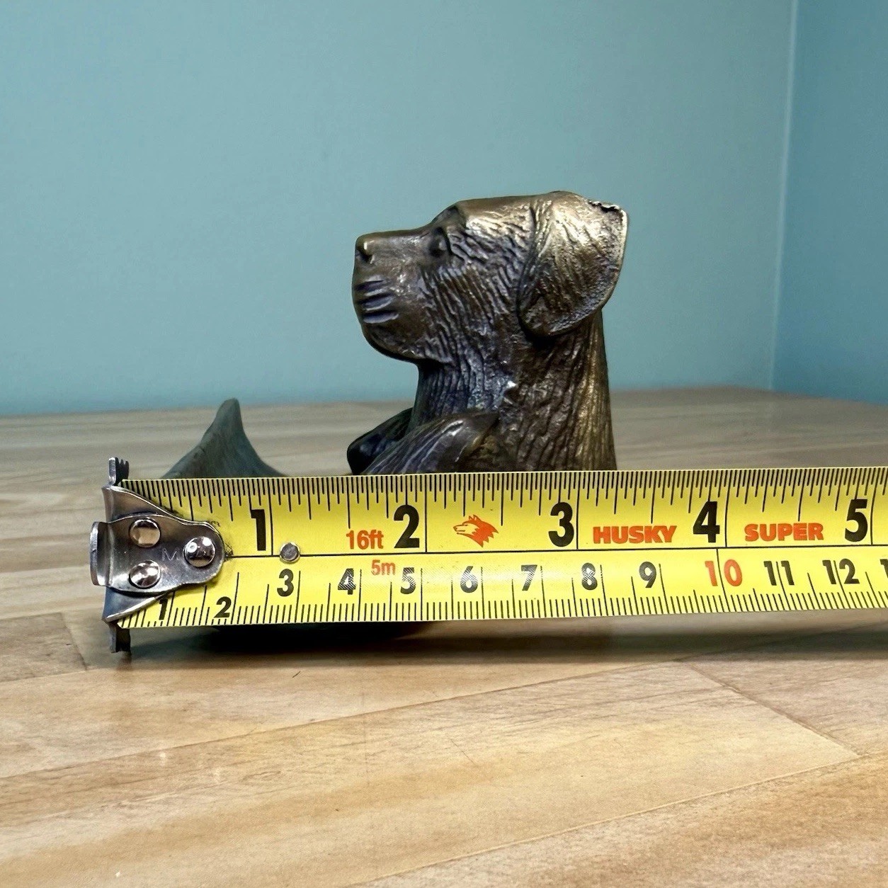 VTG Bronze Cast Metal Dog Puppy Office Desk Business Card Pen Holder 50s 60s 70s