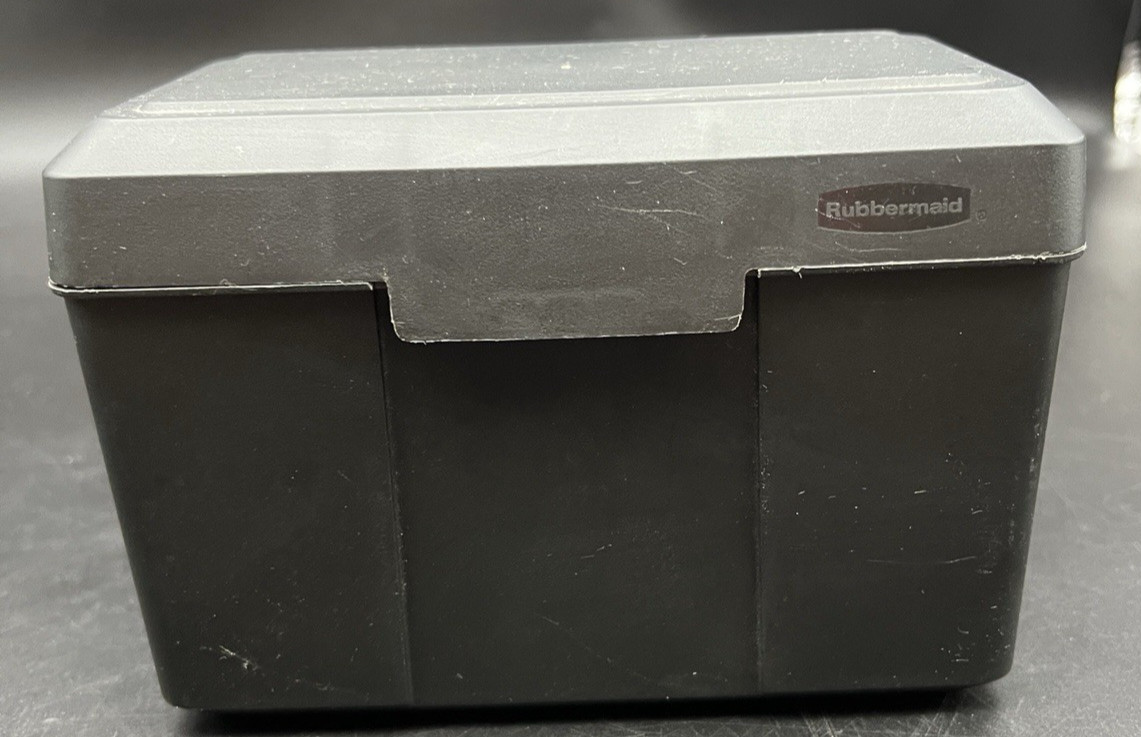 Rubbermaid 3×5 Index Card Holder Plastic Black Box with Cards and Numbered Index