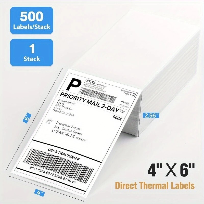 500Pack 500 4×6 Thermal Shipping Labels Foldable Any Prints Thermal LabelmPaper