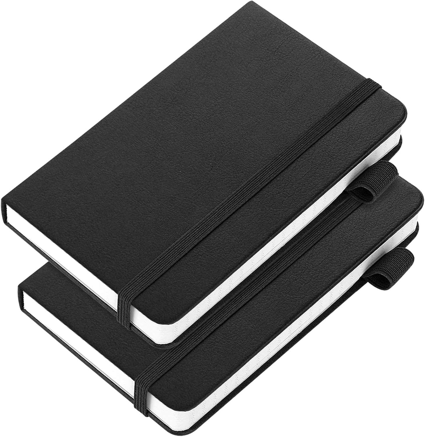 2 Pack Pocket Notebook Notepad,3.5″ x 5.5″ Ruled PU Leather Hardcover Small n…