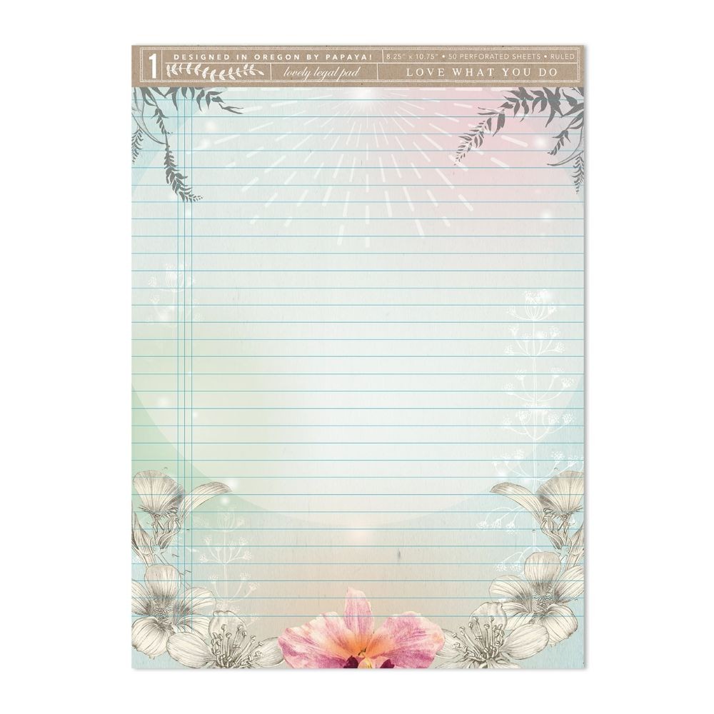 Papaya Art E6 Higher Love Lined Illustrated Double Sided Legal Pad 8.5″ x 11.8”