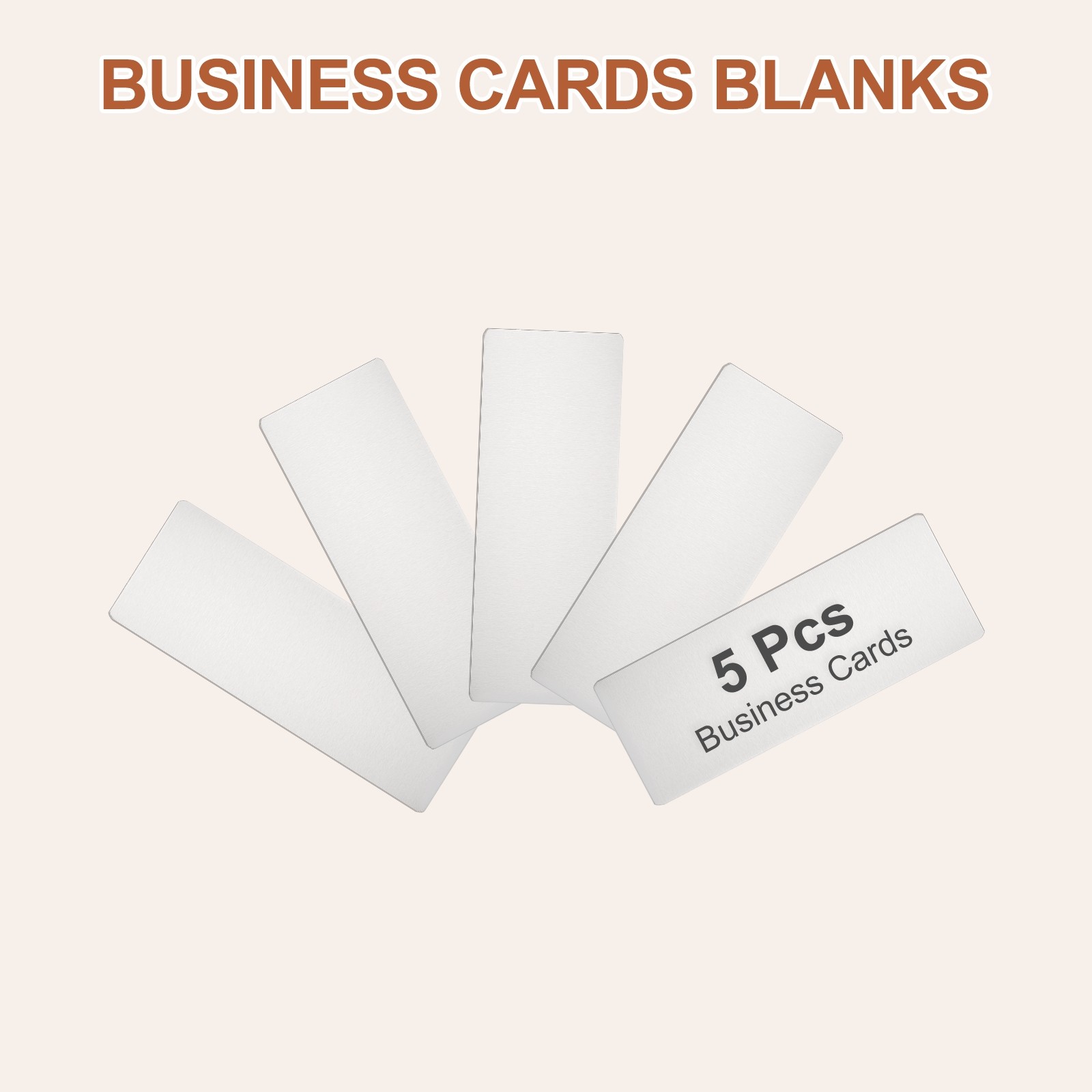 5pcs Metal Business Cards Blanks 3.1×1.2×0.02 Inch Brushed Laser Engrave Silver