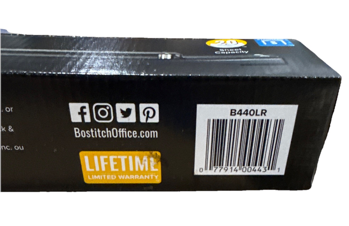 BOSTITCH B440LR Long Reach Stapler, 20-Sheet Capacity