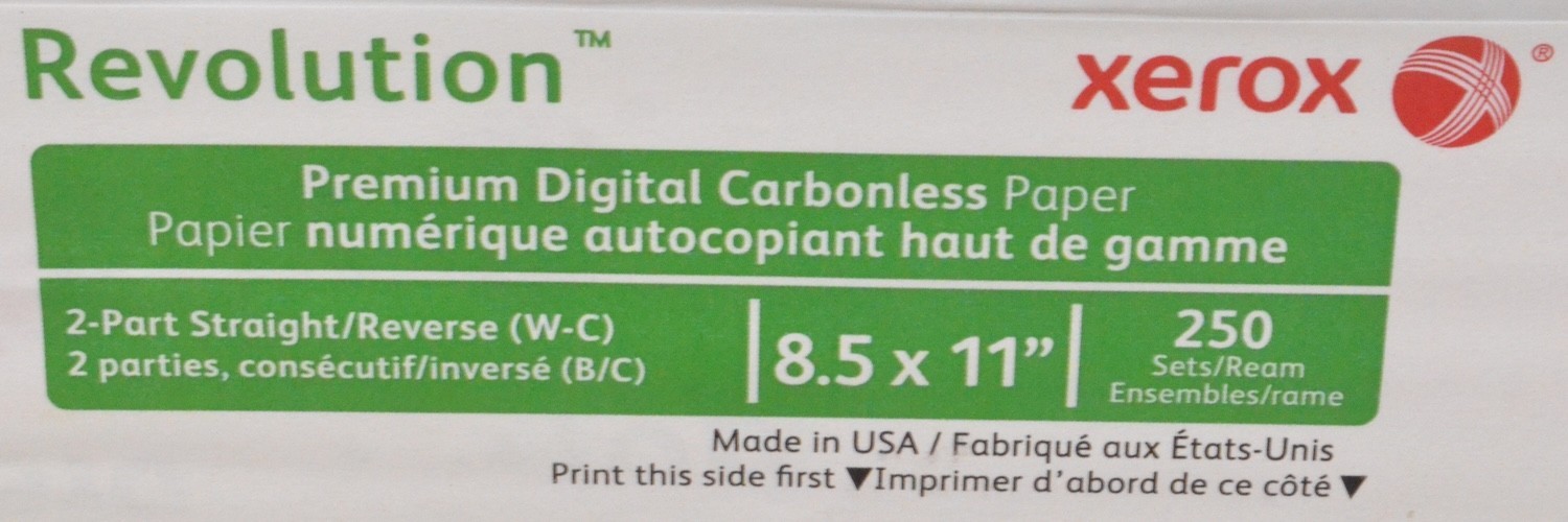 *Lot of 3 Reams* Xerox Revolution Digital Carbonless Paper, 2 Part, 20LB *New*