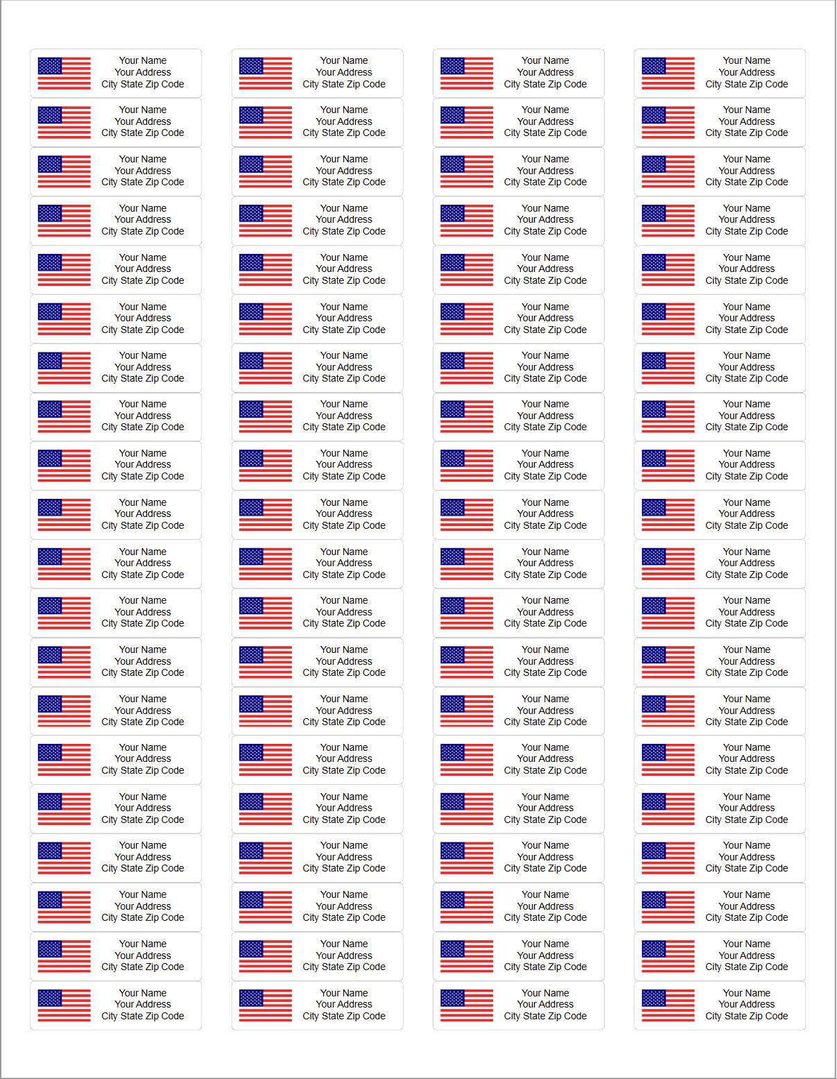 400 Personalized Labels American USA Flag Address Mailing 3 Lines FREE SHIP