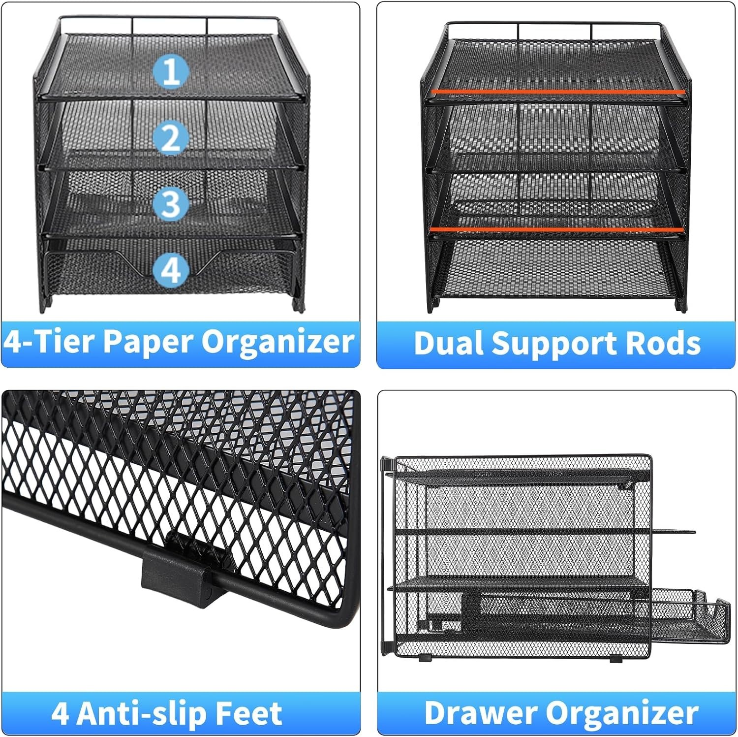 Folding 4-Tier Desk Organizer – Maximize Space and Enhance Productivity